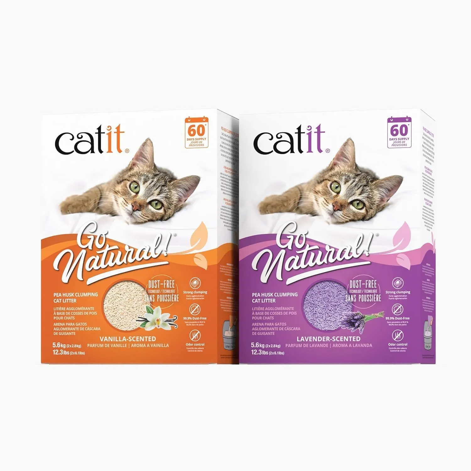 Catit diventa naturale! Clumping Pea Pod Lettiera per gatti al profumo di lavanda 2 x 2,8 kg (5,6 kg) - immagine 2