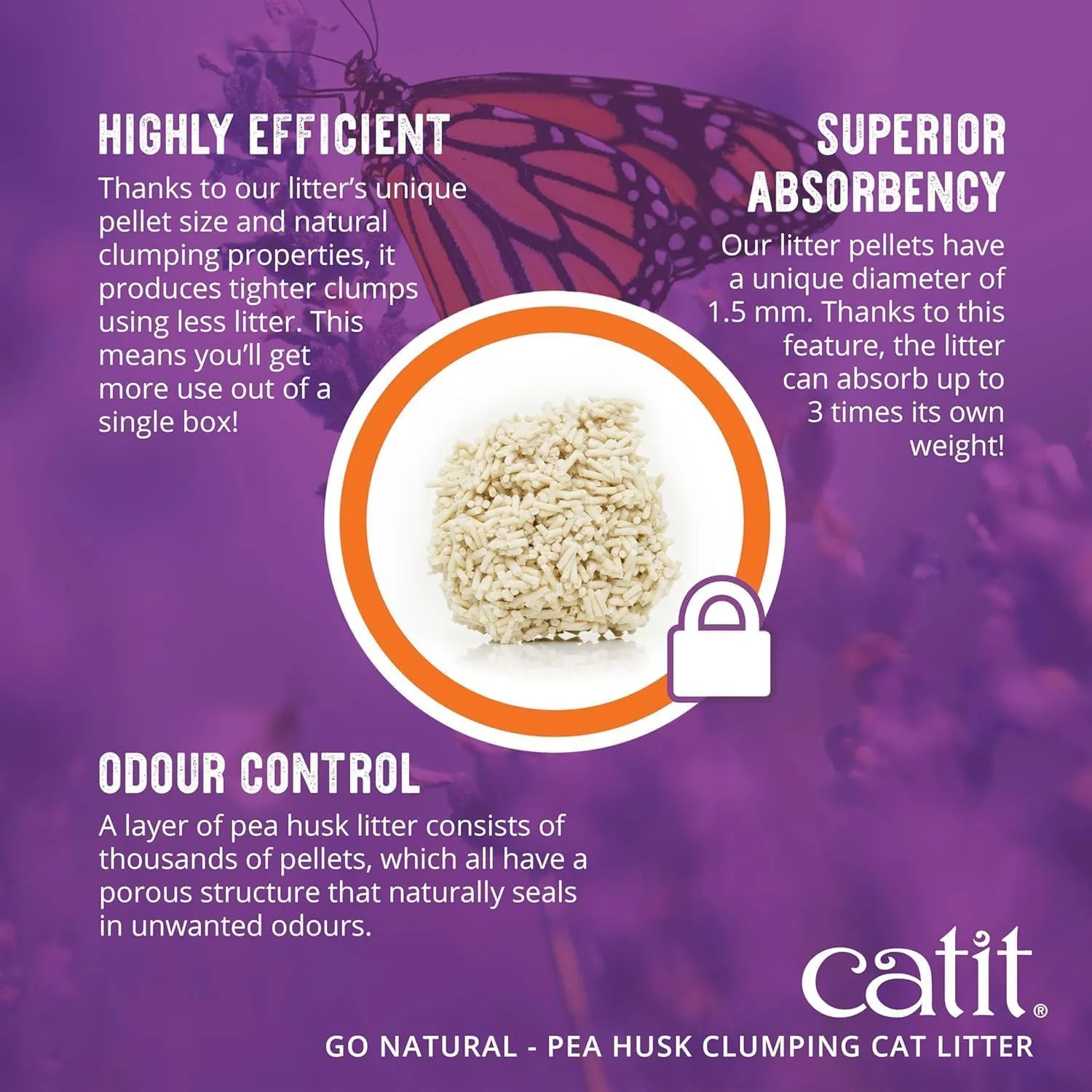 Catit diventa naturale! Clumping Pea Pod Lettiera per gatti al profumo di lavanda 2 x 2,8 kg (5,6 kg) - immagine 5