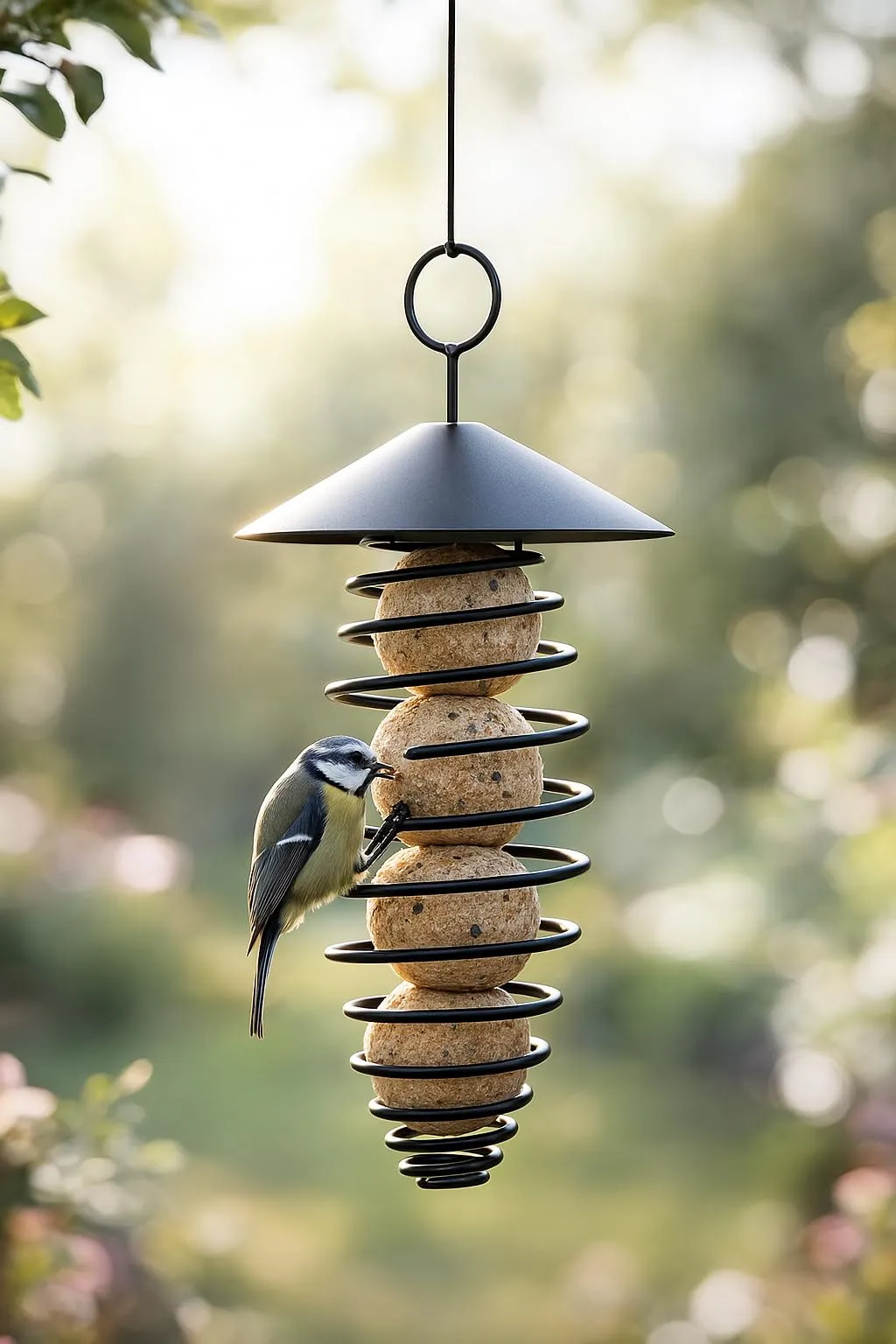 Flamingo Mangiatoia per Uccelli – Porta-Palline di Grasso – Lovis Nero – 18 cm – Metallo Resistente alle intemperie – Struttura a Spirale – Gancio in Metallo - immagine 2