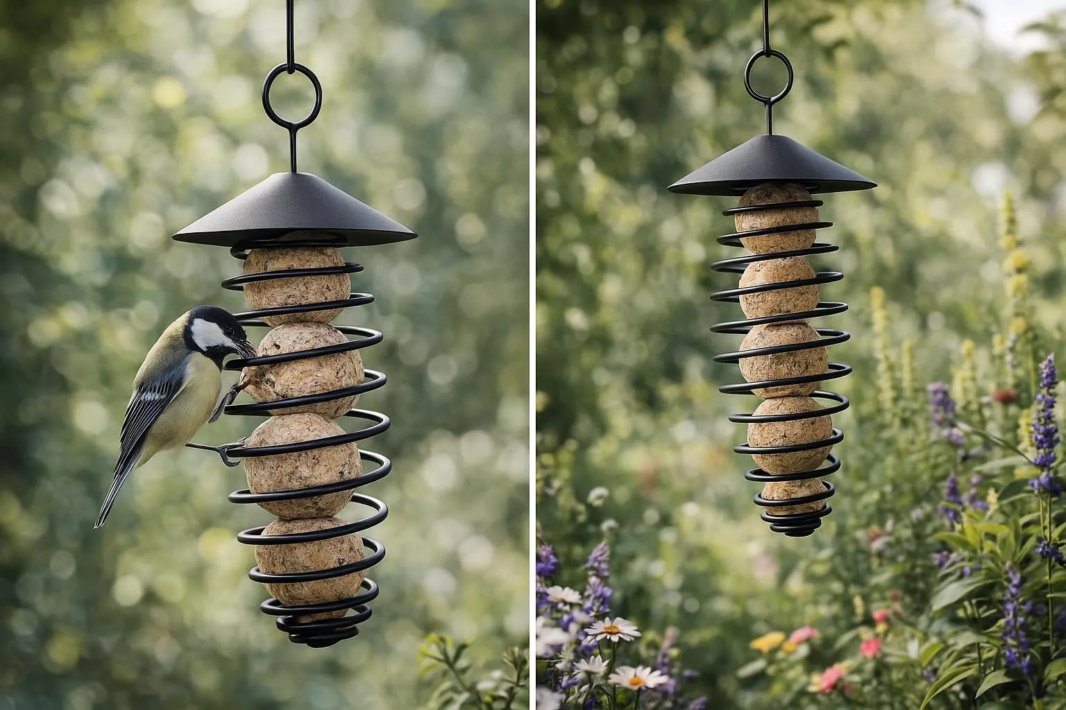 Flamingo Mangiatoia per Uccelli – Porta-Palline di Grasso – Lovis Nero – 18 cm – Metallo Resistente alle intemperie – Struttura a Spirale – Gancio in Metallo - immagine 3