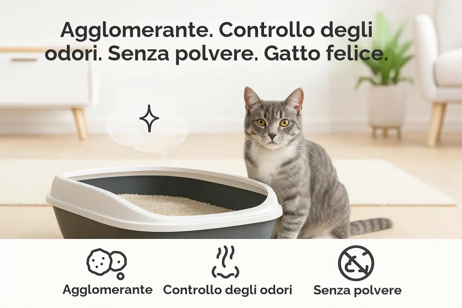 Flamingo Lettiera per gatti - lettiera agglomerante - Profumo di citronella - 12L (12KG) per 10 settimane - Origine Canada - zeolite verde - Ideale per 1 o più gatti - immagine 5