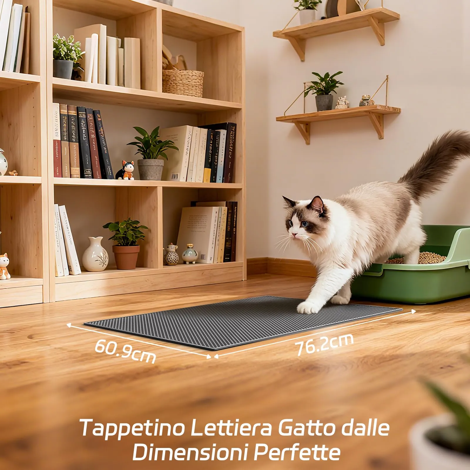 Garoopion Tappetino Lettiera Gatto, Nido d'Ape, Grande 76x61cm, Grigio - immagine 2