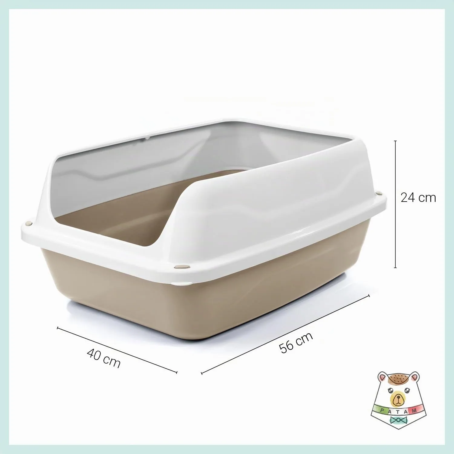 Patam lettiera aperta per gatti con bordi alti e paletta omaggio, 56 cm x 40 cm x 24 cm Made in Italy – Milù Maxi Beige - immagine 4