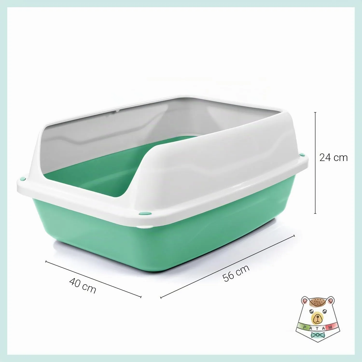 Patam lettiera aperta per gatti con bordi alti e paletta omaggio, 56 cm x 40 cm x 24 cm Made in Italy – Milù Maxi Verde - immagine 4