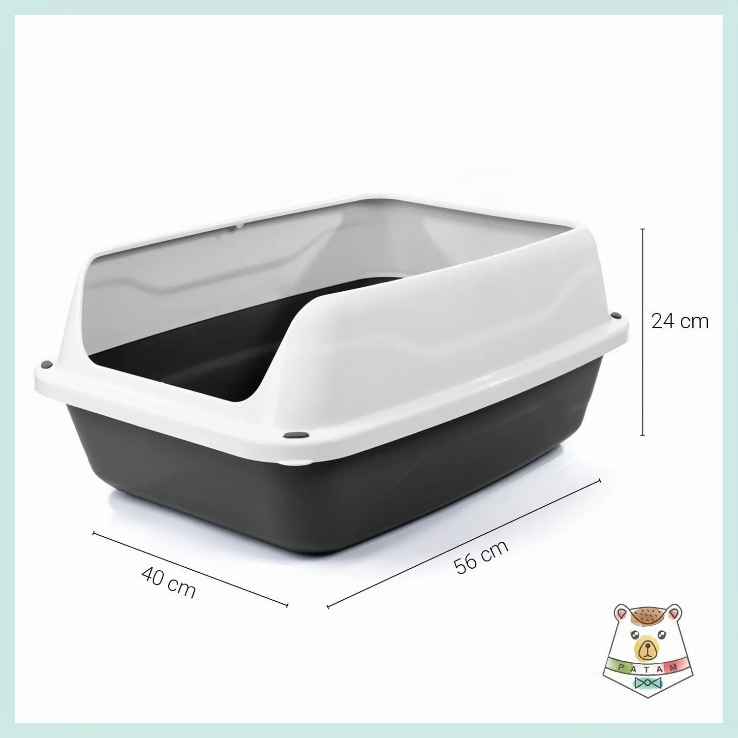 Patam lettiera aperta per gatti con bordi alti e paletta omaggio, 56 cm x 40 cm x 24 cm Made in Italy – Milù Maxi Grigio - immagine 4