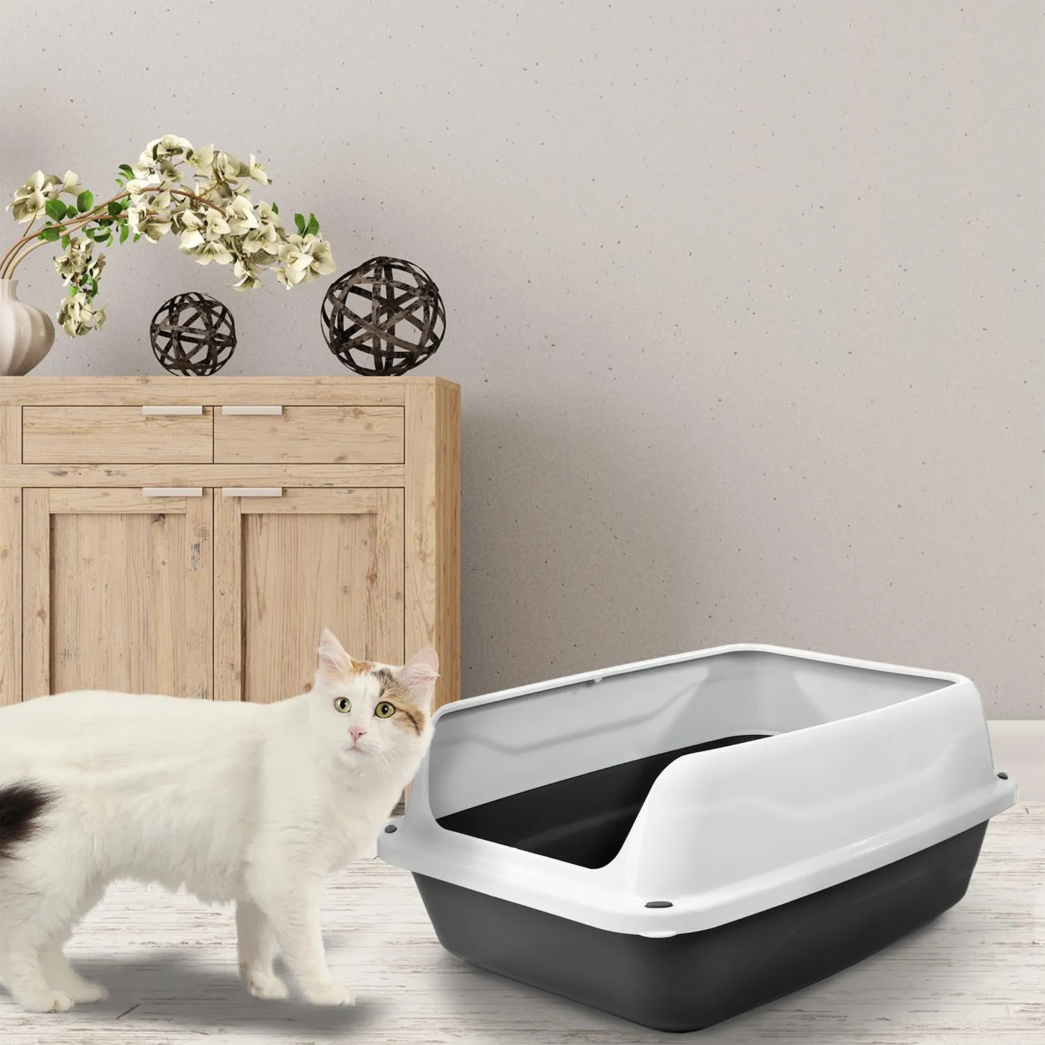 Patam lettiera aperta per gatti con bordi alti e paletta omaggio, 56 cm x 40 cm x 24 cm Made in Italy – Milù Maxi Grigio - immagine 5