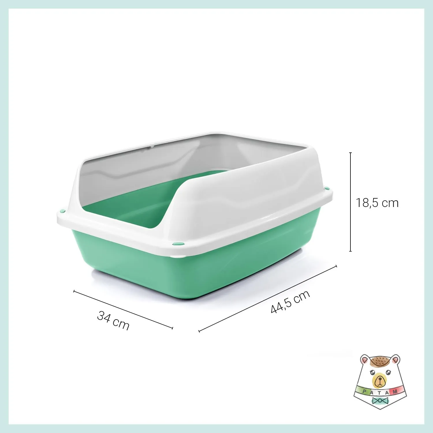 Patam lettiera aperta per gatti con bordi alti e paletta omaggio, 44.5 cm x 34 cm x 18.5 cm Made in Italy – Milù Mini Verde - immagine 4
