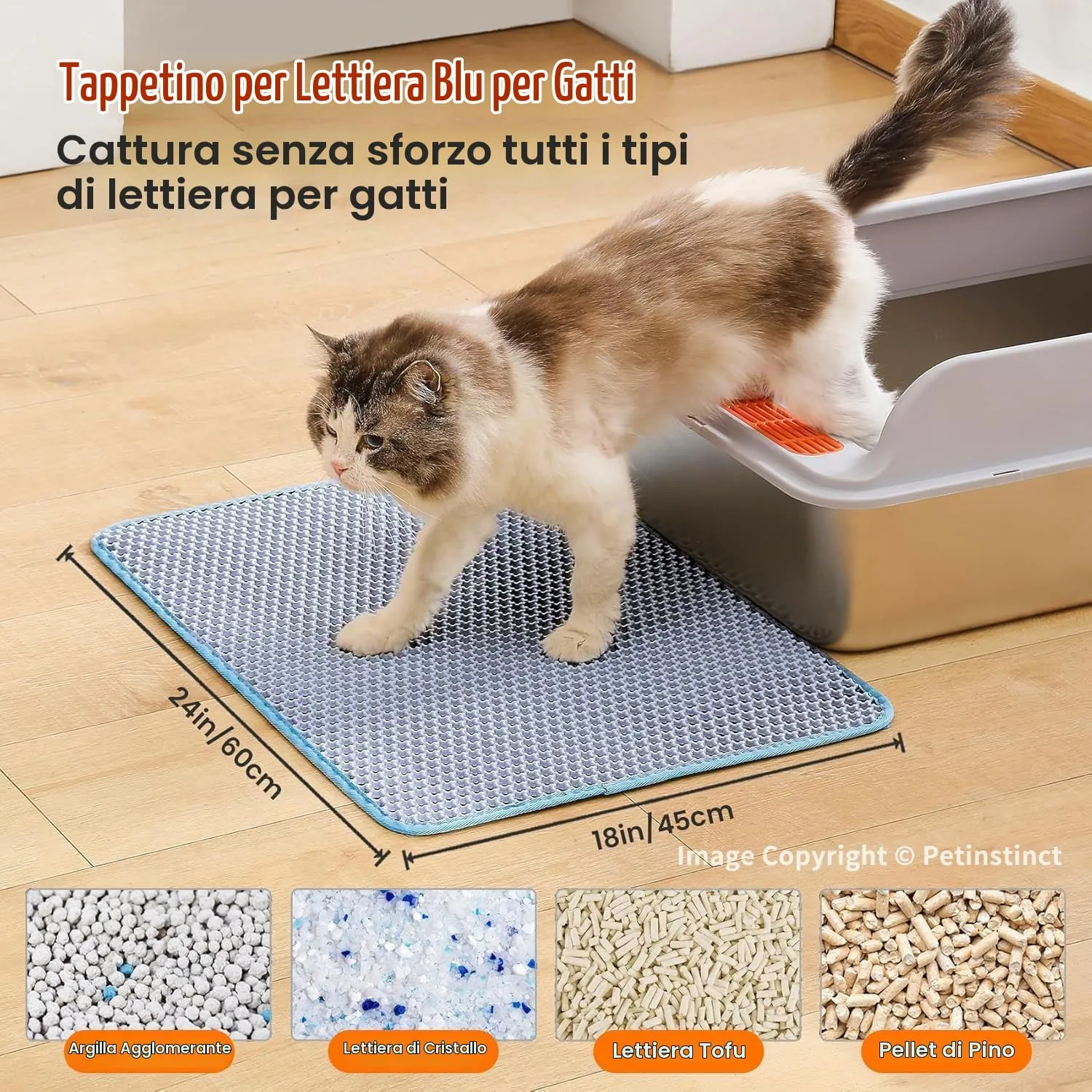 Petinstinct Tappetino per Lettiera Gatto, Design Nido d'Ape 2 Strati - immagine 2