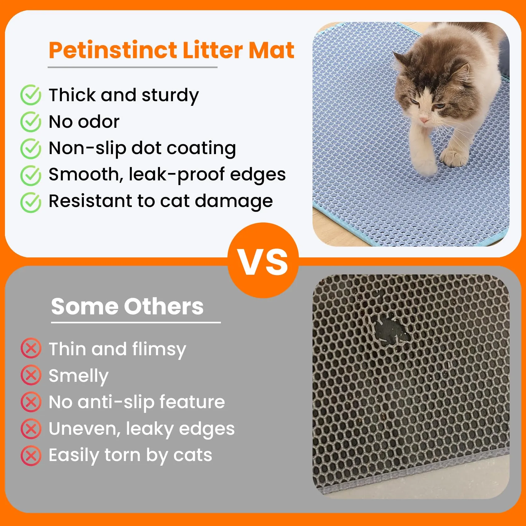 Petinstinct Tappetino per Lettiera Gatto, Design Nido d'Ape 2 Strati - immagine 3