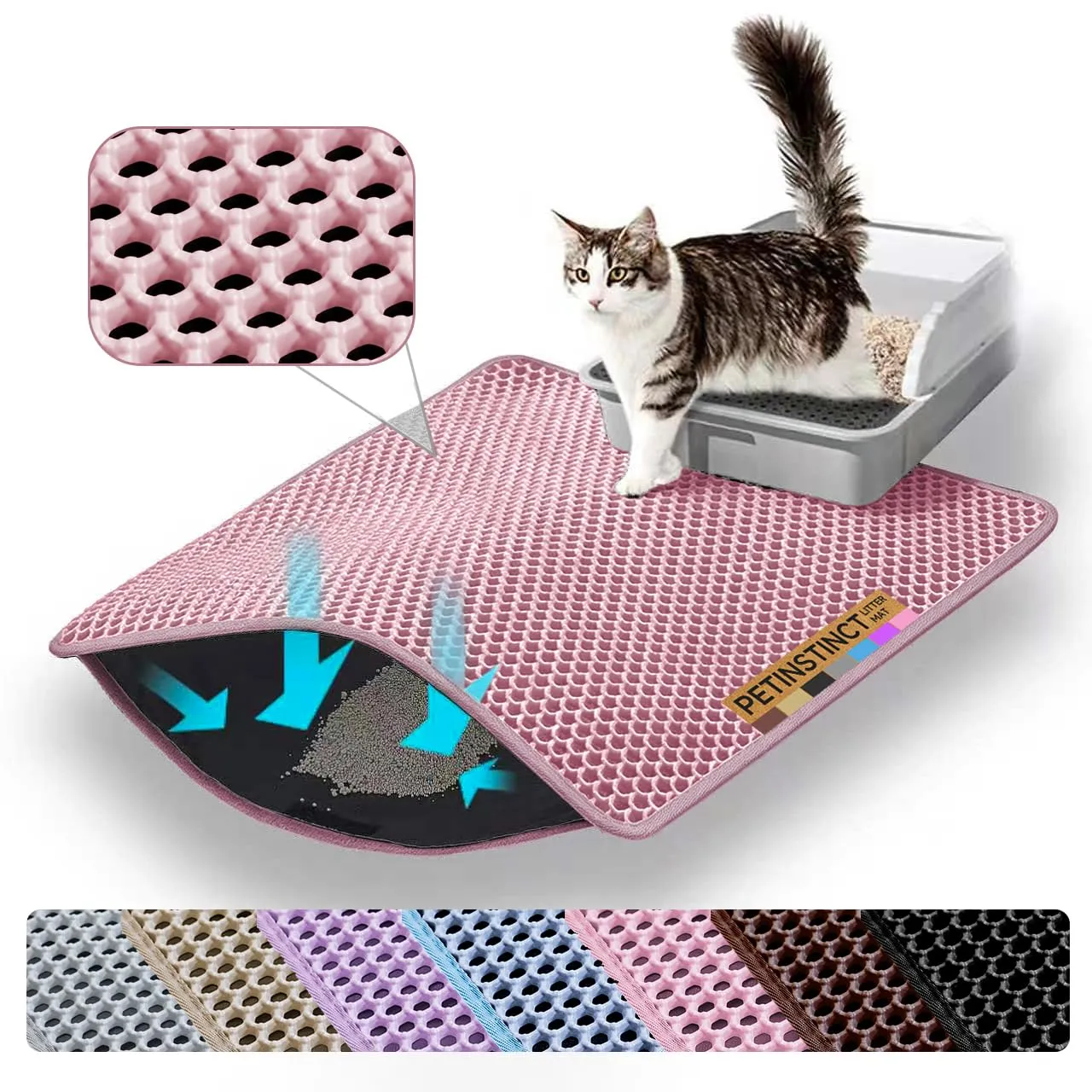 Petinstinct Tappetino per Lettiera Gatto, Design Nido d'Ape 2 Strati - immagine 1