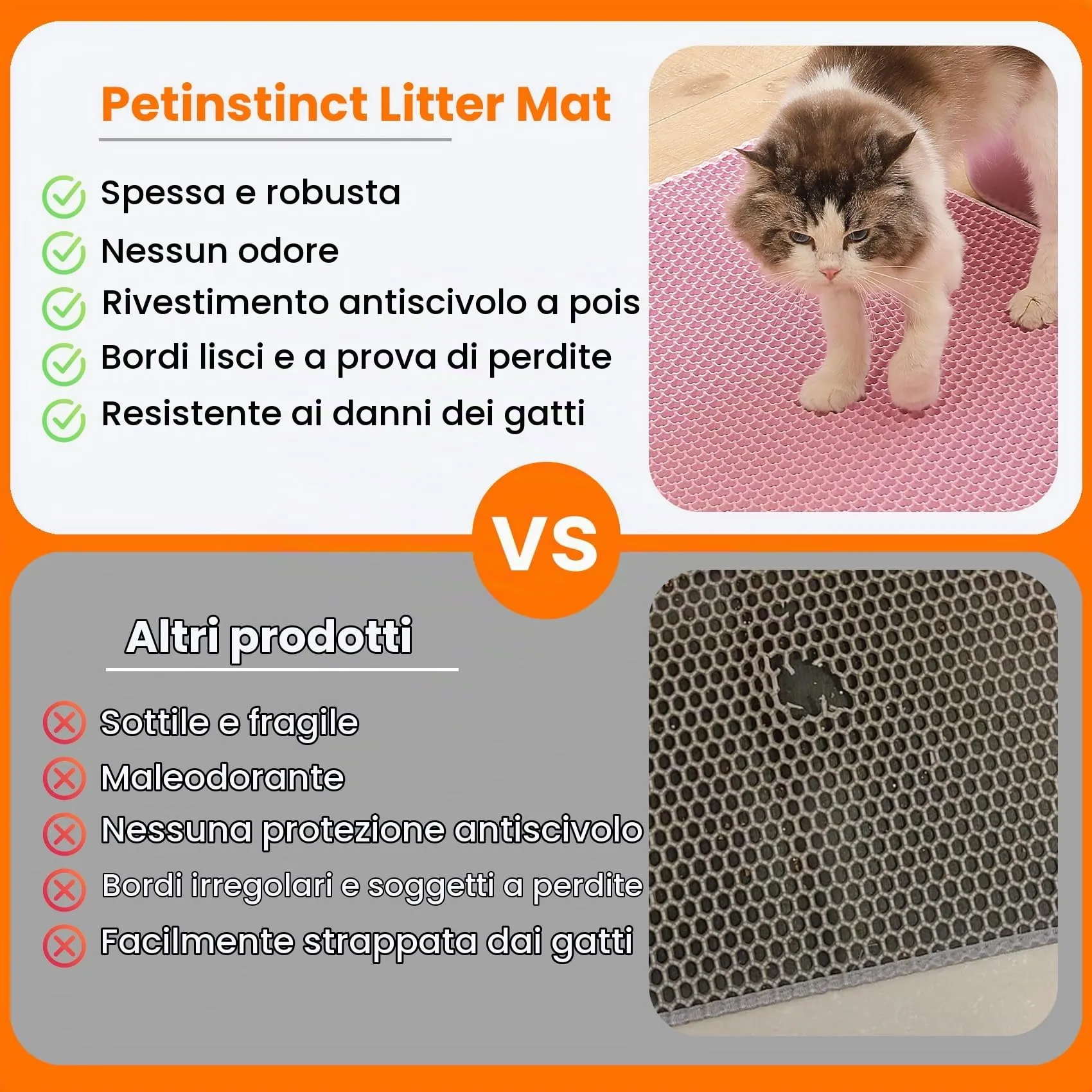 Petinstinct Tappetino per Lettiera Gatto, Design Nido d'Ape 2 Strati - immagine 3