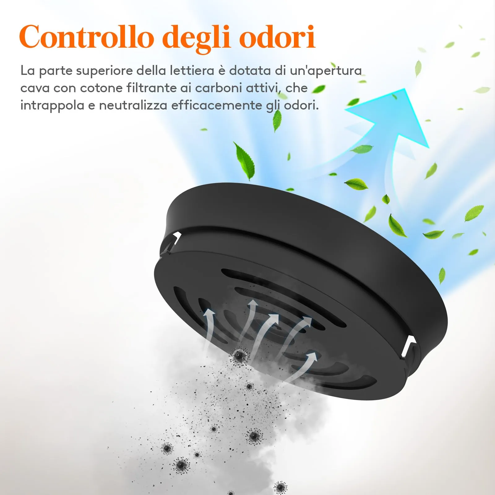 Lifewit Lettiera Gatto con Deodorante e Filtro a Carboni Attivi, Toilette per Gatti per Soggiorno, Camera da Letto e Angoli, Lettiera a Forma di Vaso con Pianta Finta e Paletta, 48 x 120 cm, Nera - immagine 5