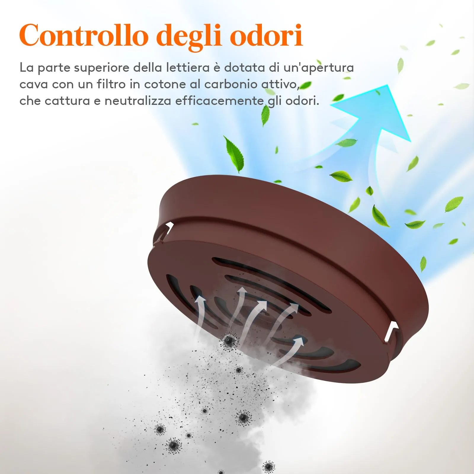 Lifewit Lettiera Gatto con Deodorante e Filtro a Carboni Attivi, Toilette per Gatti per Soggiorno, Camera da Letto e Angoli, Lettiera a Forma di Vaso con Pianta Finta e Paletta, 48 x 120 cm, Marrone - immagine 6