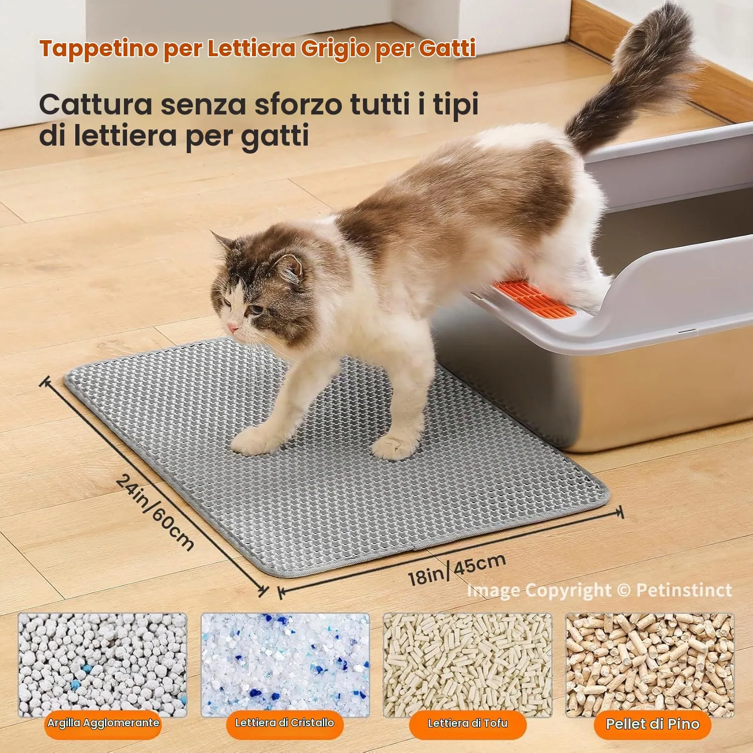 Petinstinct Tappetino per Lettiera Gatto, Design Nido d'Ape 2 Strati - immagine 2