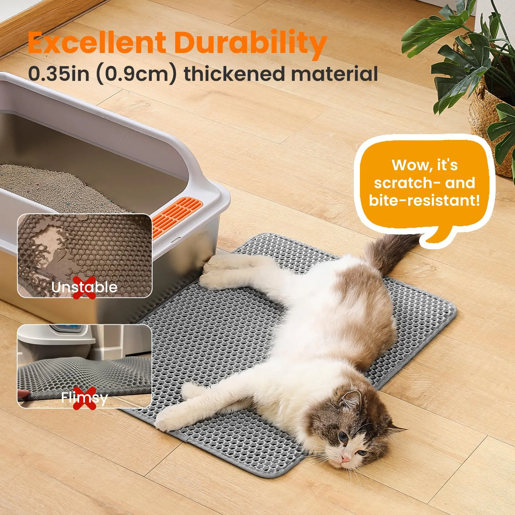 Petinstinct Tappetino per Lettiera Gatto, Design Nido d'Ape 2 Strati - immagine 6