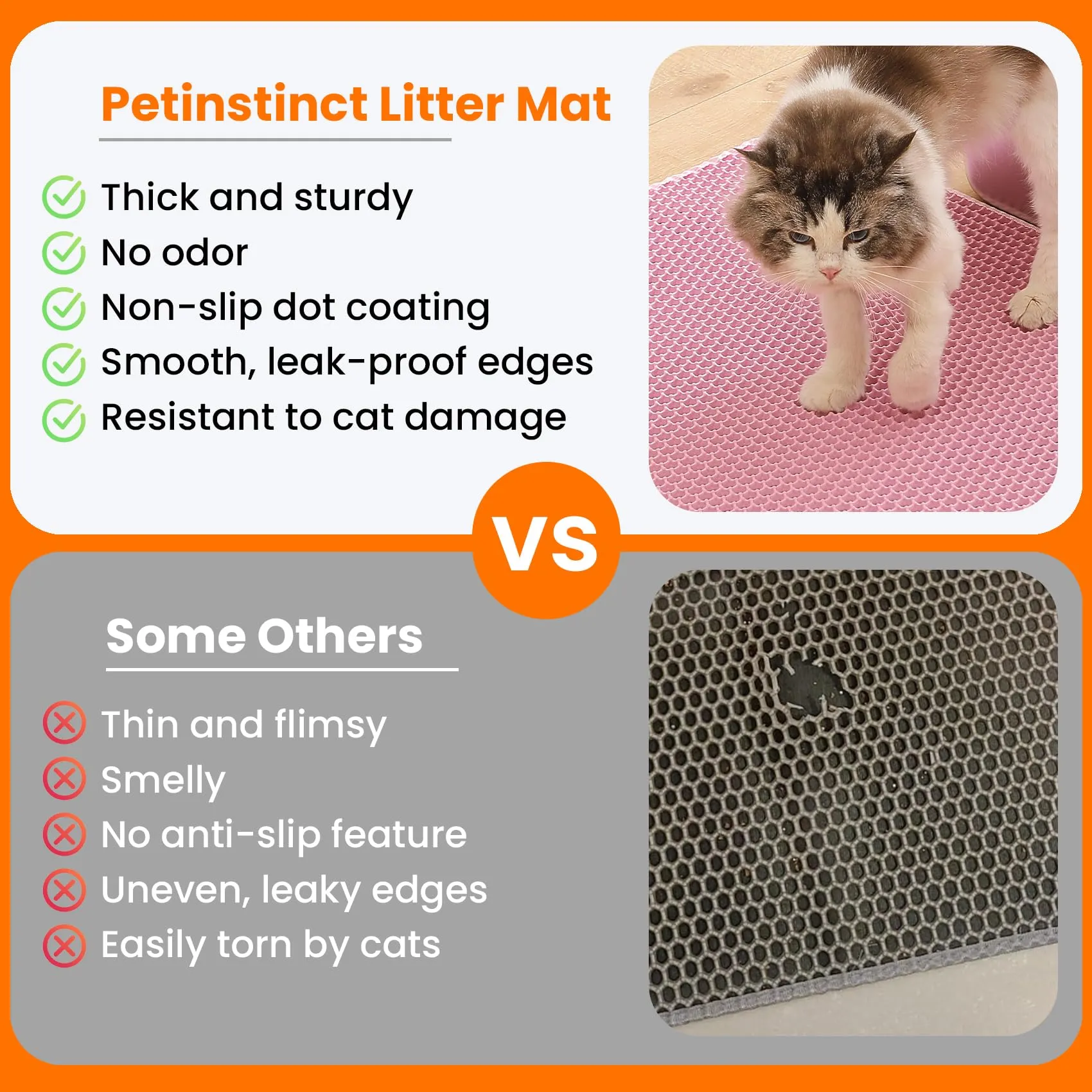 Petinstinct Tappetino Extra Grande per Lettiera Gatto, Design Nido d'Ape - immagine 3