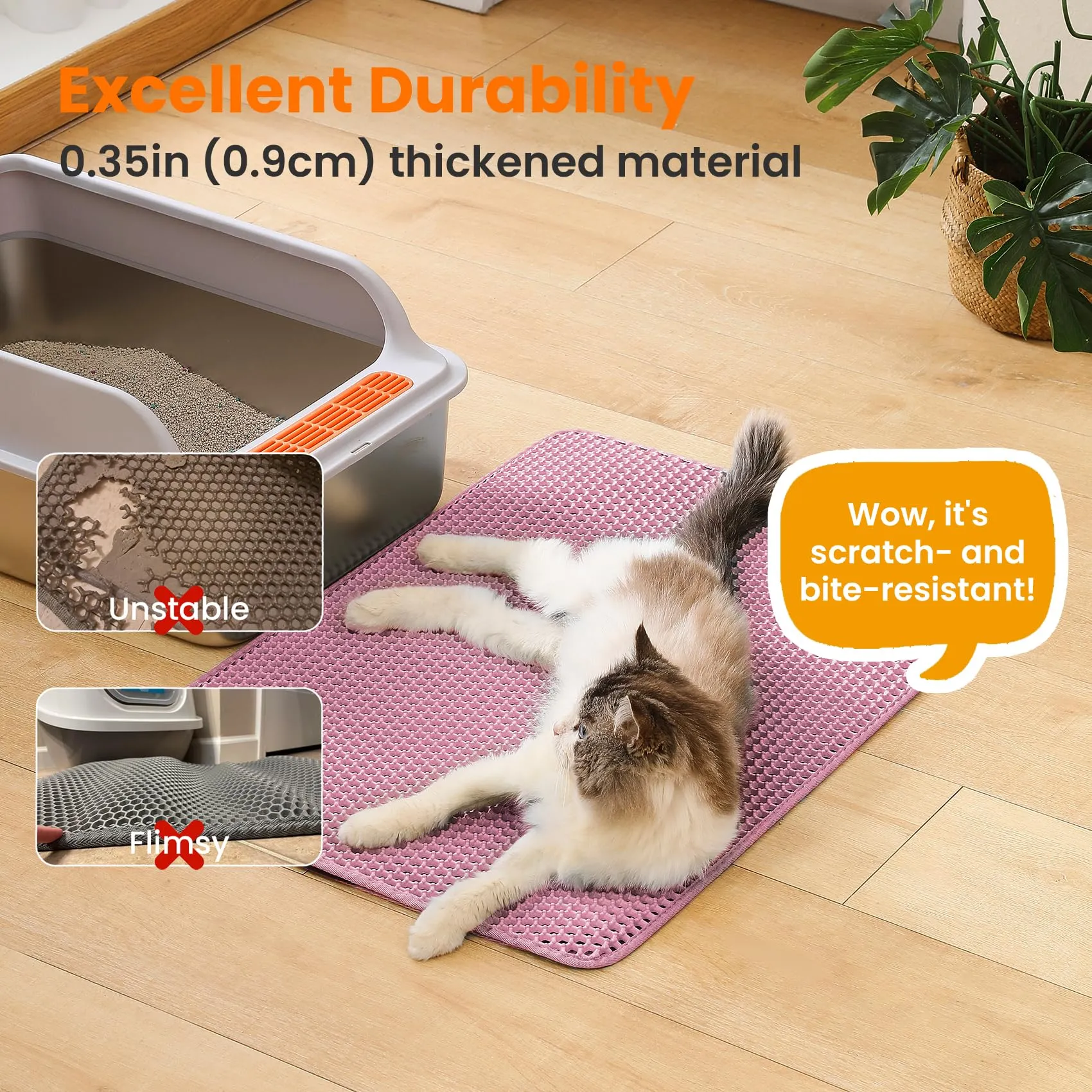 Petinstinct Tappetino Extra Grande per Lettiera Gatto, Design Nido d'Ape - immagine 6