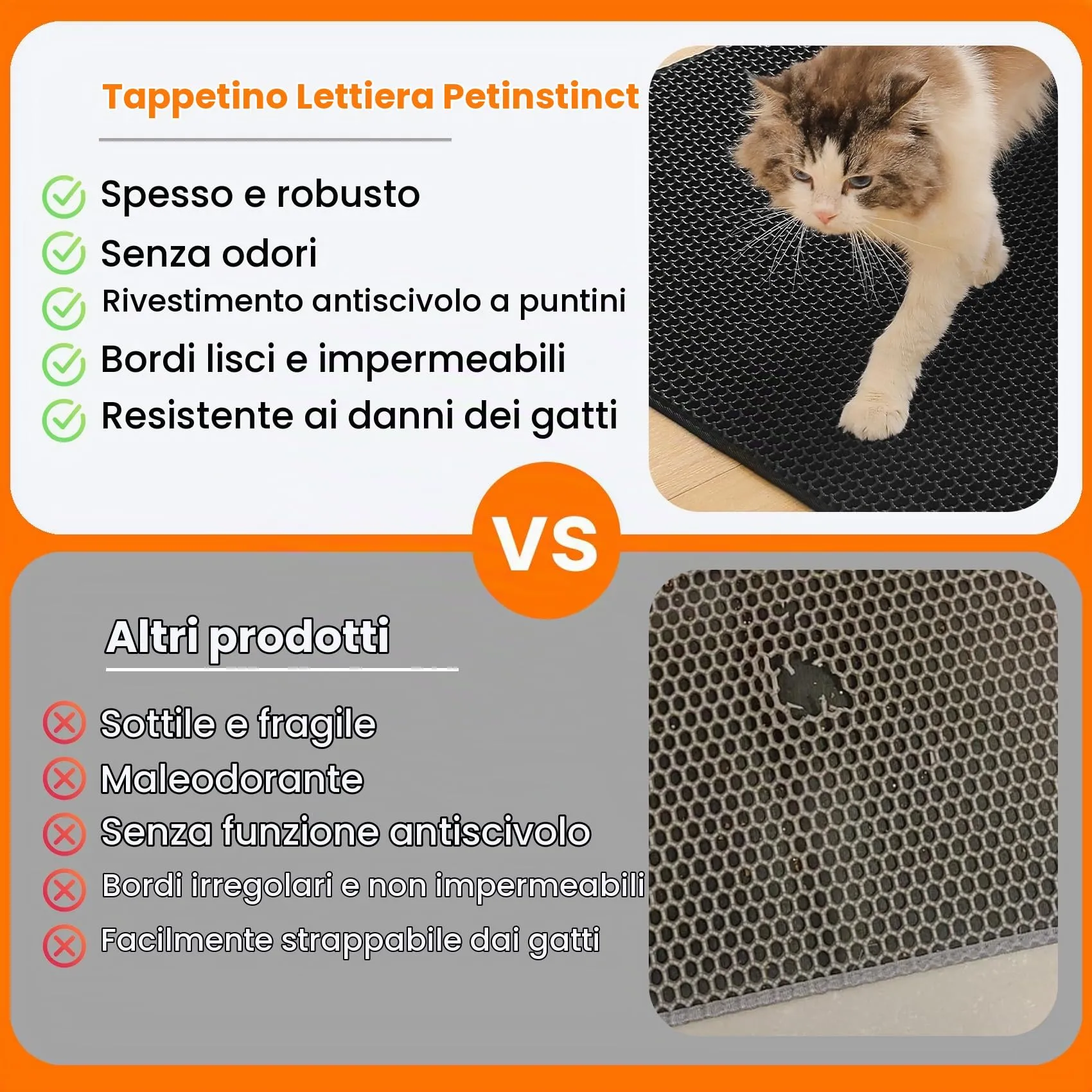 Petinstinct Tappetino Extra Grande per Lettiera Gatto, Design Nido d'Ape - immagine 3