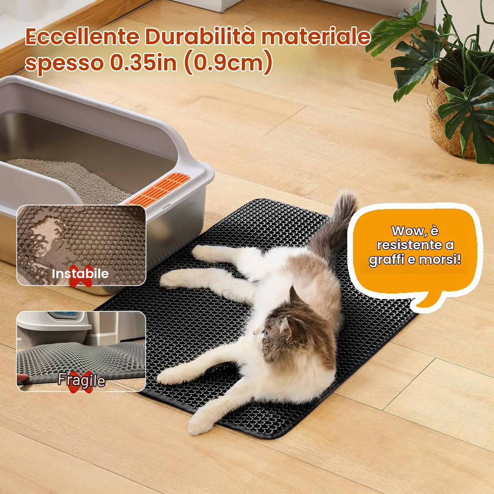 Petinstinct Tappetino Extra Grande per Lettiera Gatto, Design Nido d'Ape - immagine 5