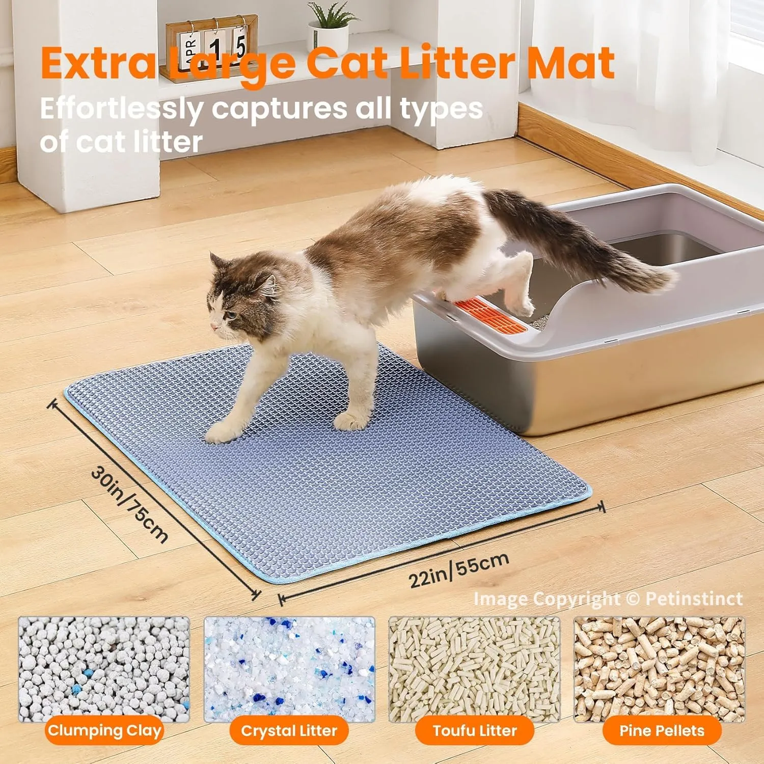 Petinstinct Tappetino Extra Grande per Lettiera Gatto, Design Nido d'Ape - immagine 2