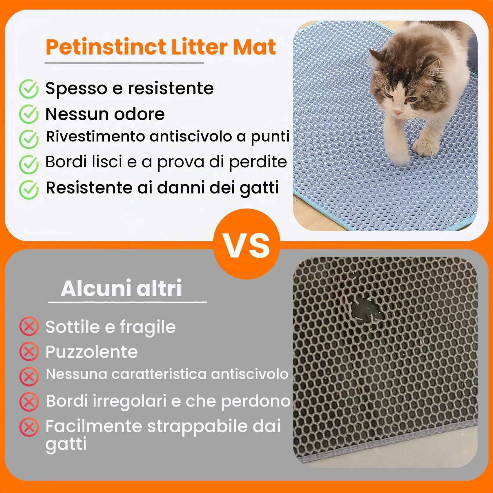 Petinstinct Tappetino Extra Grande per Lettiera Gatto, Design Nido d'Ape - immagine 3