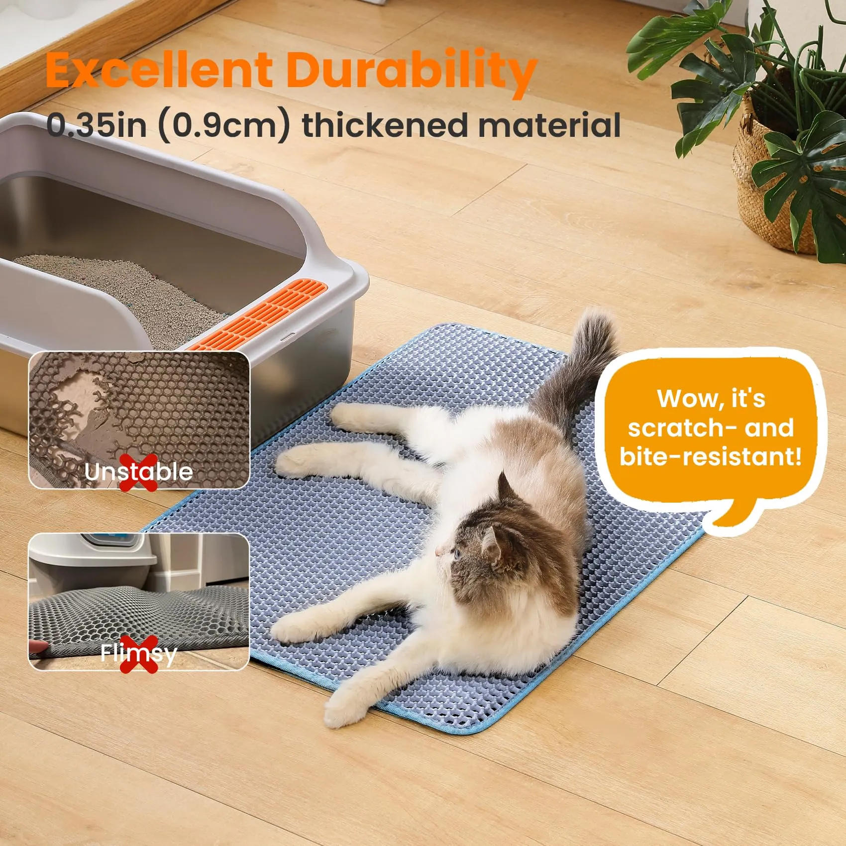 Petinstinct Tappetino Extra Grande per Lettiera Gatto, Design Nido d'Ape - immagine 6
