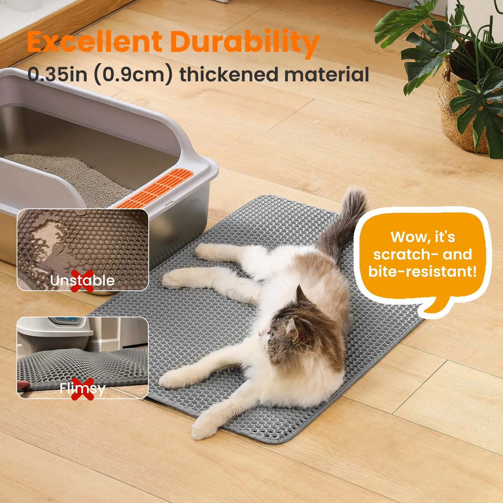 Petinstinct Tappetino Extra Grande per Lettiera Gatto, Design Nido d'Ape - immagine 5