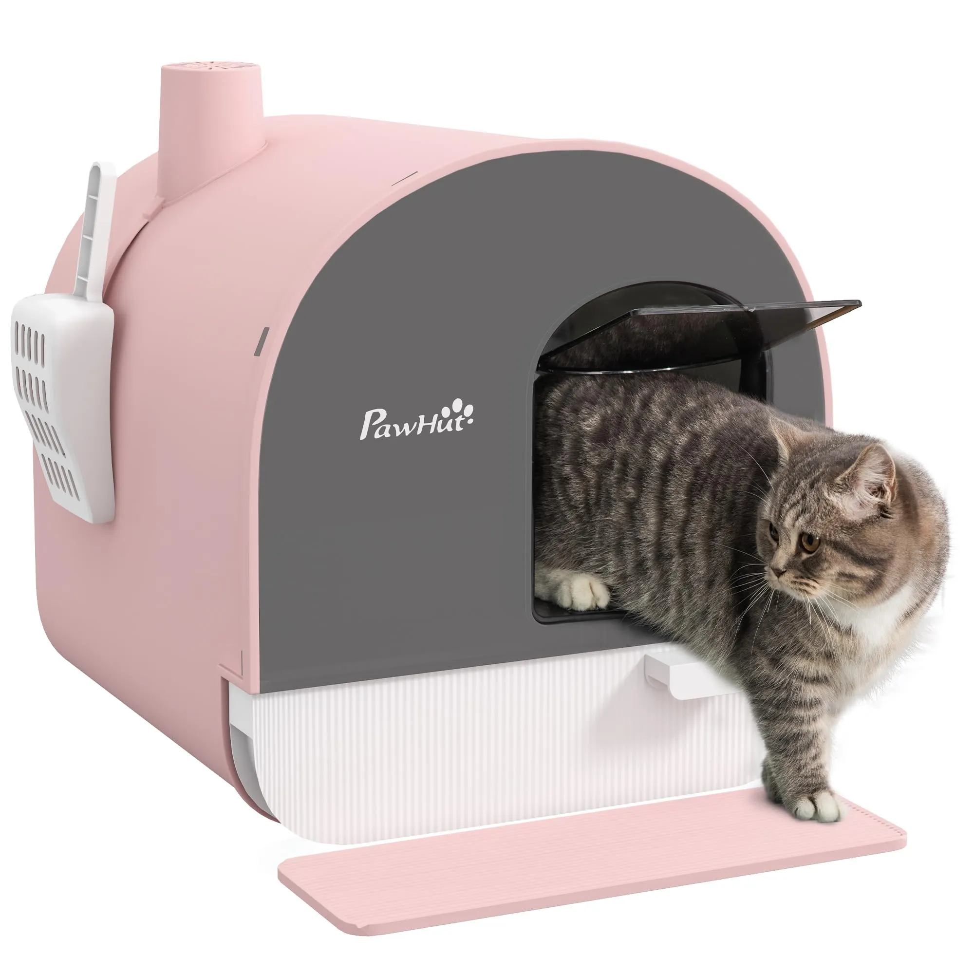 PawHut Lettiera per Gatti Chiusa, Vassoio Estraibile, Rosa - immagine 1
