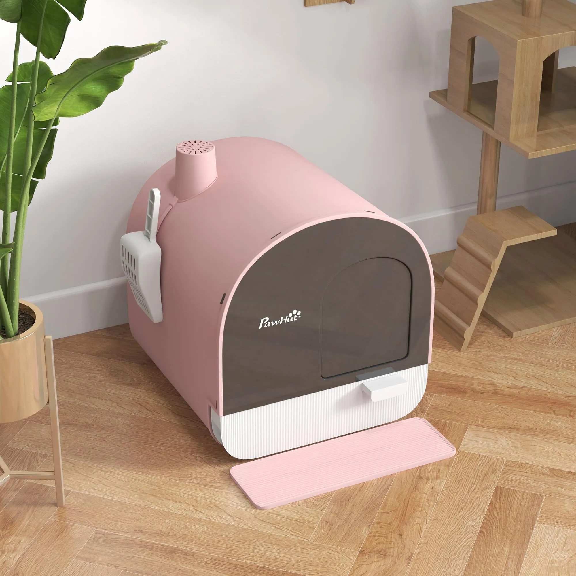 PawHut Lettiera per Gatti Chiusa, Vassoio Estraibile, Rosa - immagine 8