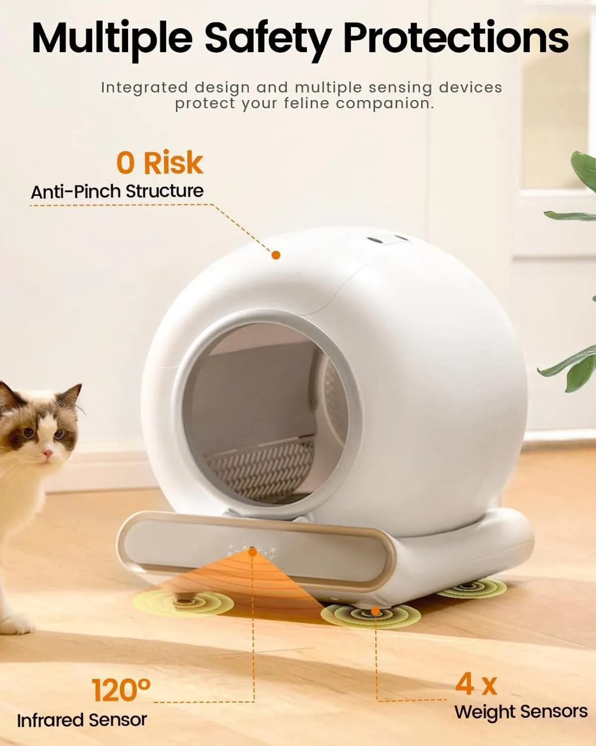 QSMYUYE Lettiera Gatto Autopulente, 65L Lettiera Automatica per Più Gatti - immagine 2