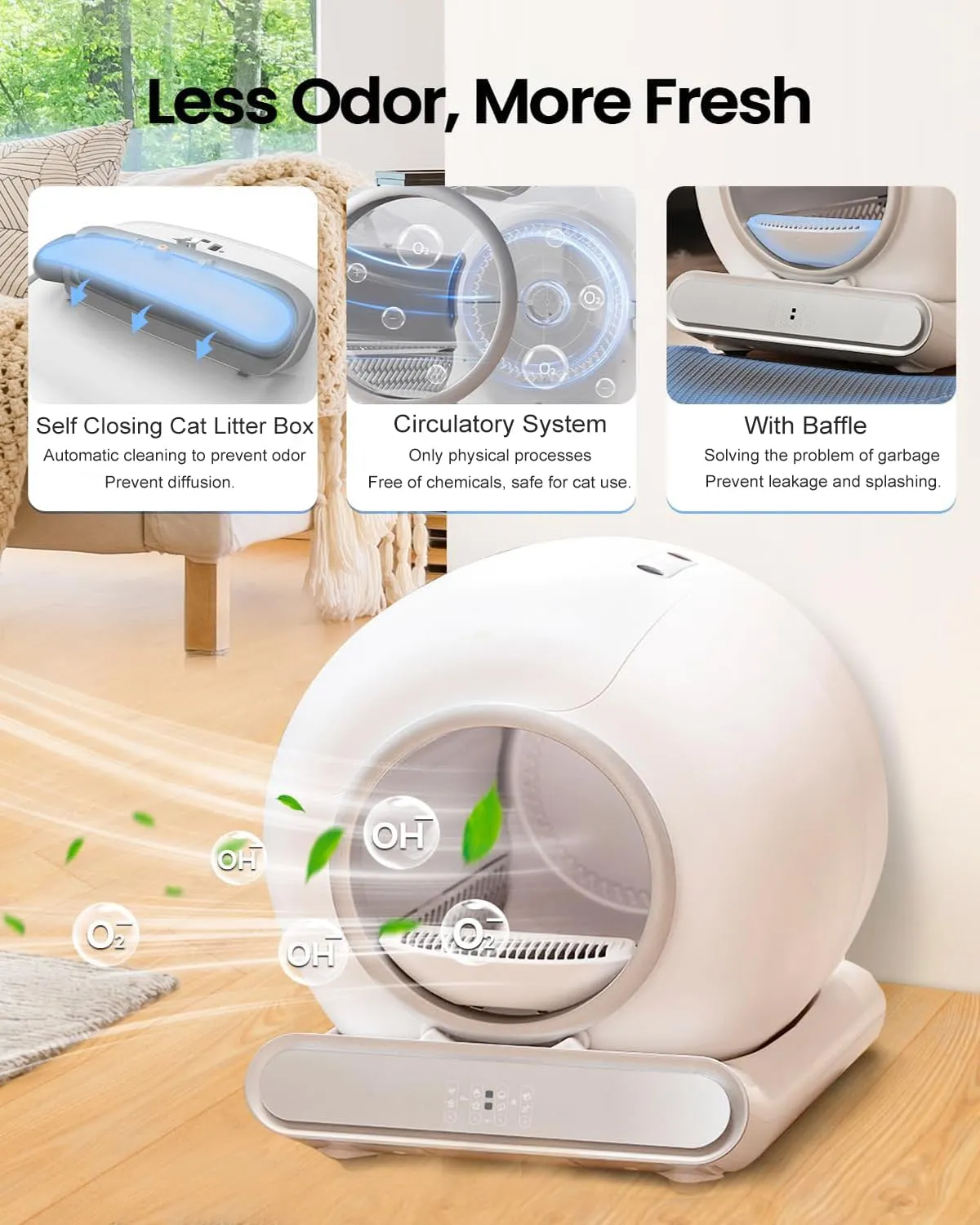 QSMYUYE Lettiera Gatto Autopulente, 65L Lettiera Automatica per Più Gatti - immagine 5