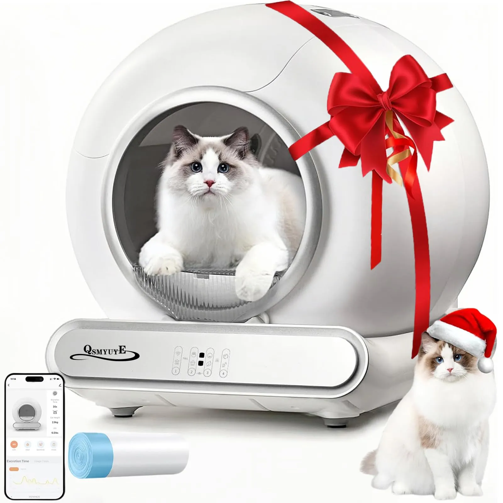 QSMYUYE Lettiera Gatto Autopulente, 65L Lettiera Automatica per Più Gatti - immagine 9