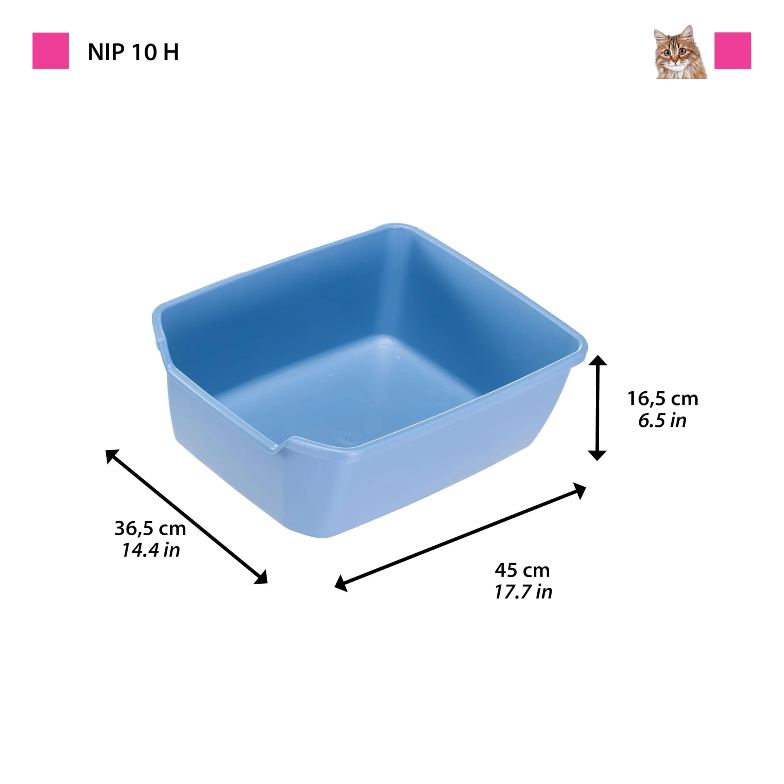 Ferplast Lettiera Gatto, Toilette per Gatti Grandi, in Plastica con Bordi Alti, Facile e Veloce da Pulire L 46 x W 36 x H 16,2 cm, Vari Colori - immagine 3