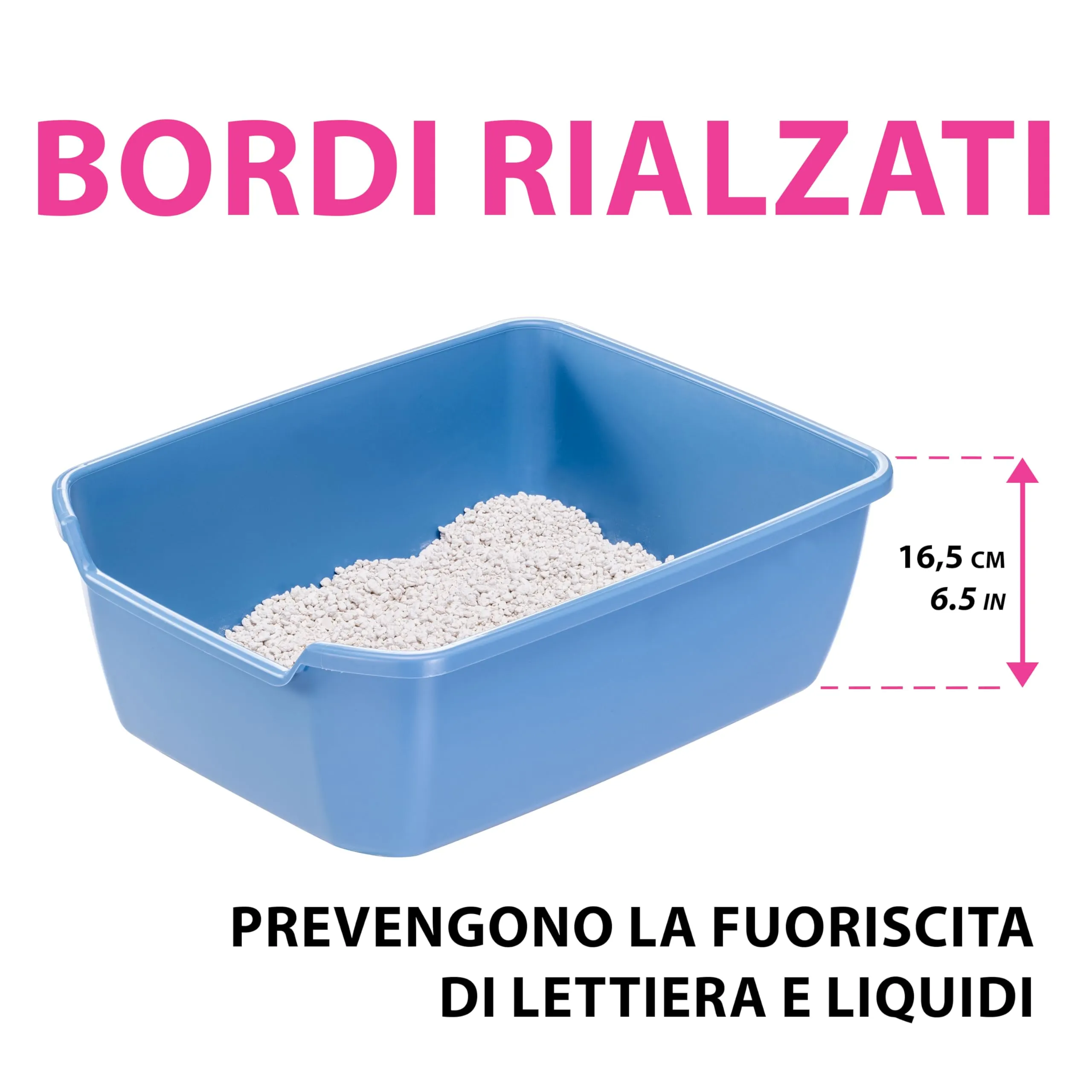 Ferplast Lettiera Gatto, Toilette per Gatti Grandi, in Plastica con Bordi Alti, Facile e Veloce da Pulire L 46 x W 36 x H 16,2 cm, Vari Colori - immagine 4