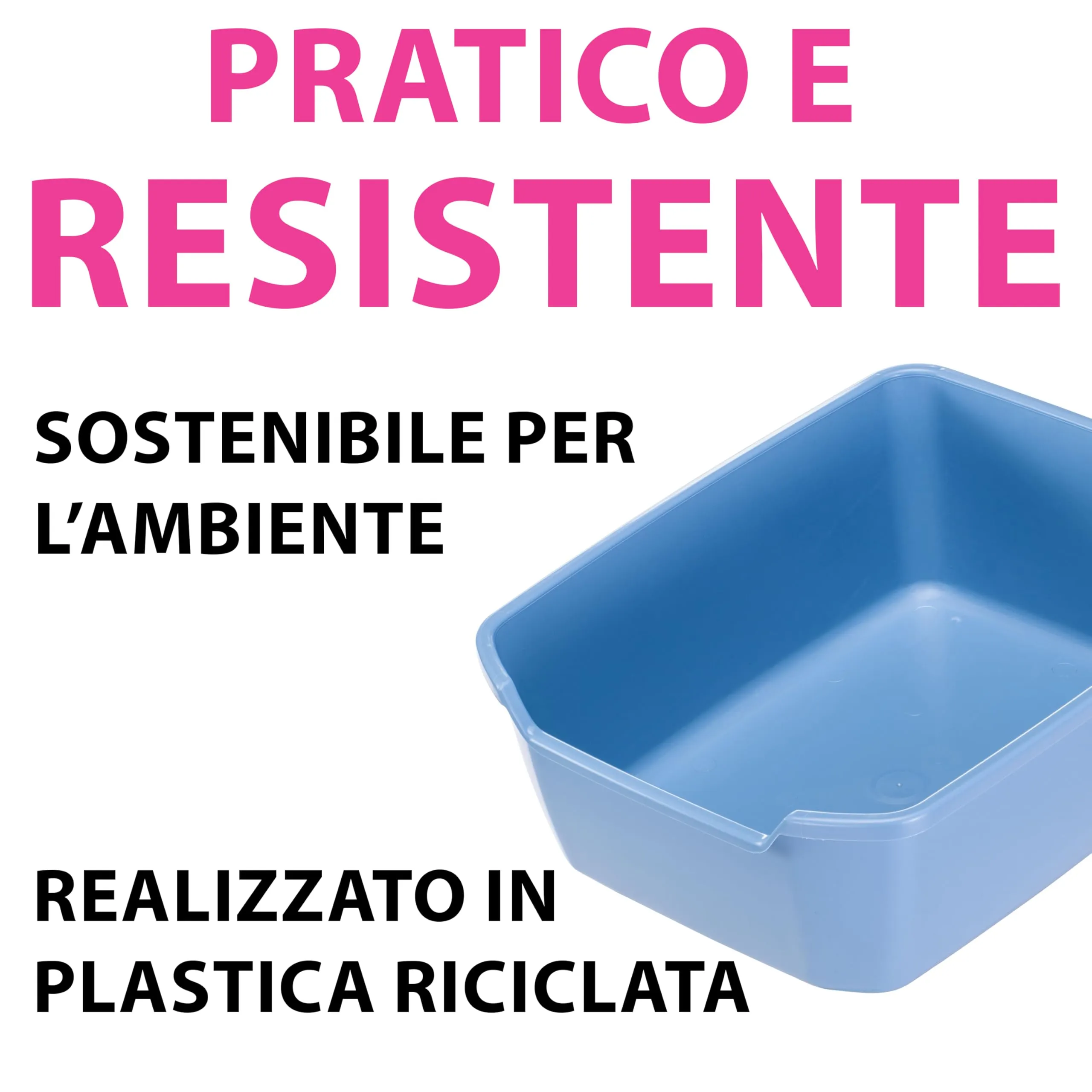 Ferplast Lettiera Gatto, Toilette per Gatti Grandi, in Plastica con Bordi Alti, Facile e Veloce da Pulire L 46 x W 36 x H 16,2 cm, Vari Colori - immagine 5