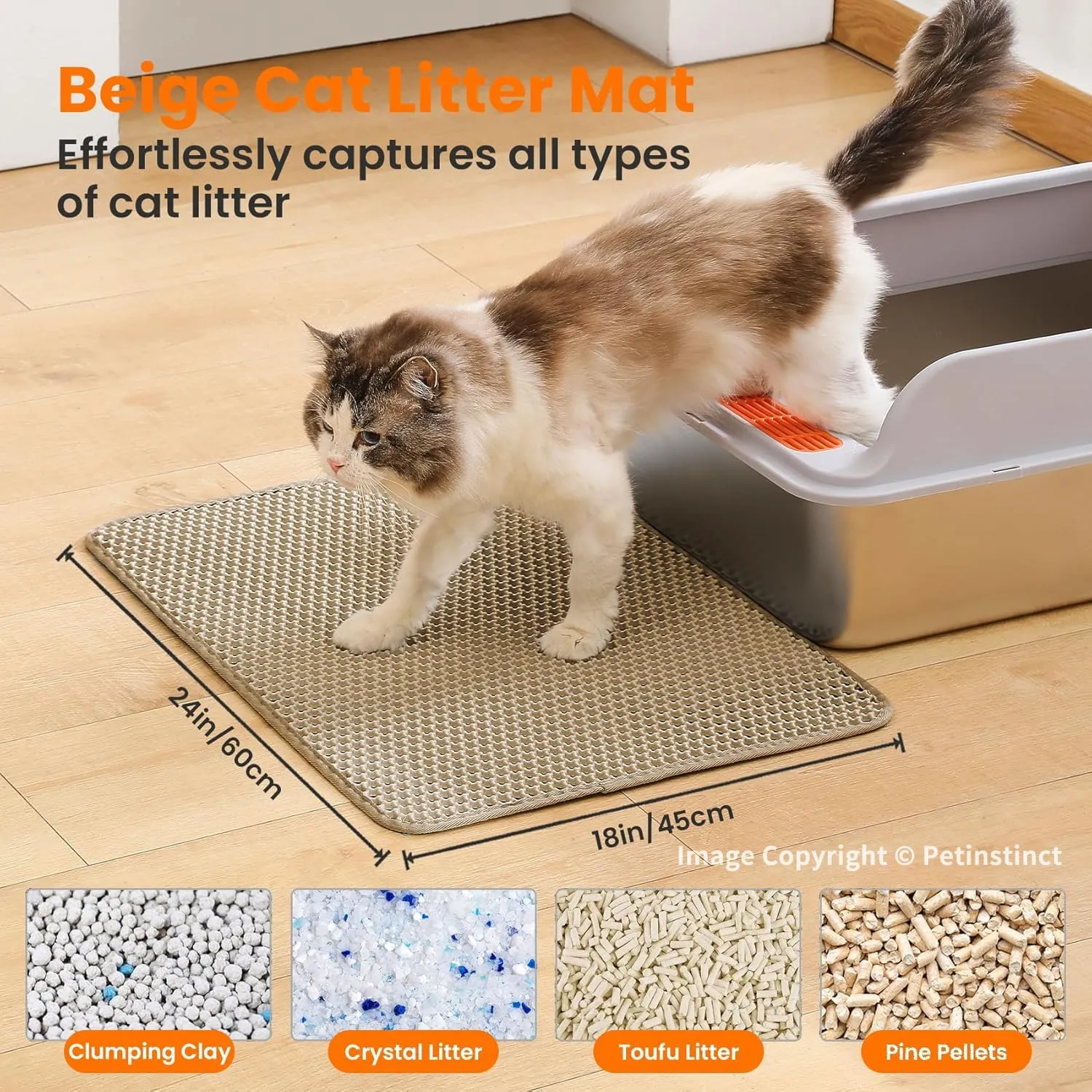 Petinstinct Tappetino per Lettiera Gatto, Design Nido d'Ape 2 Strati - immagine 2