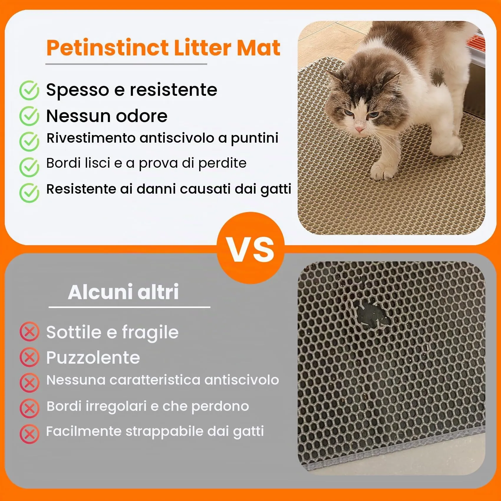 Petinstinct Tappetino per Lettiera Gatto, Design Nido d'Ape 2 Strati - immagine 3