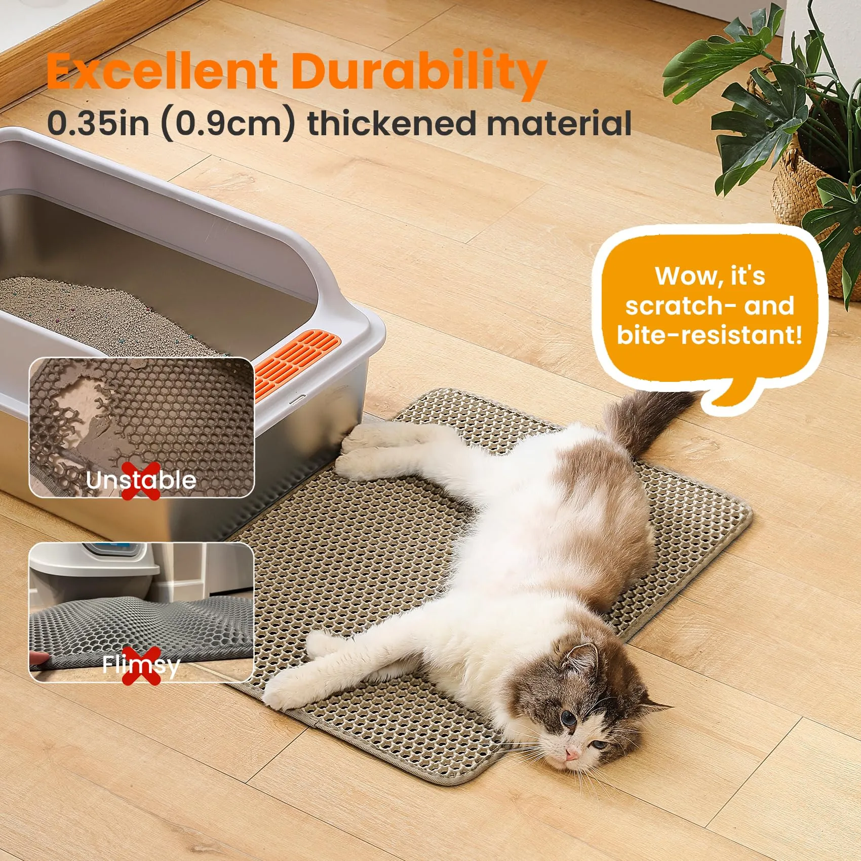 Petinstinct Tappetino per Lettiera Gatto, Design Nido d'Ape 2 Strati - immagine 5