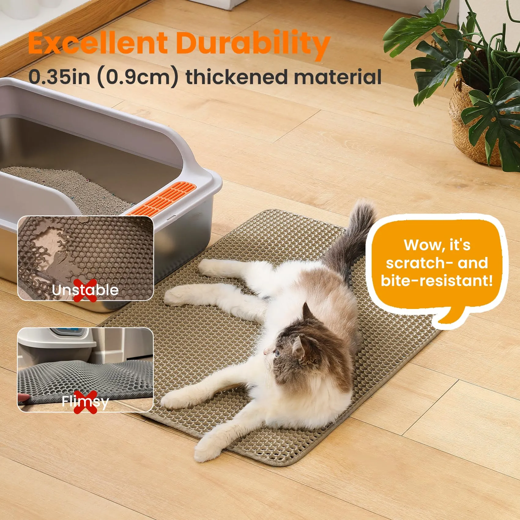 Petinstinct Tappetino Extra Grande per Lettiera Gatto, Design Nido d'Ape - immagine 6