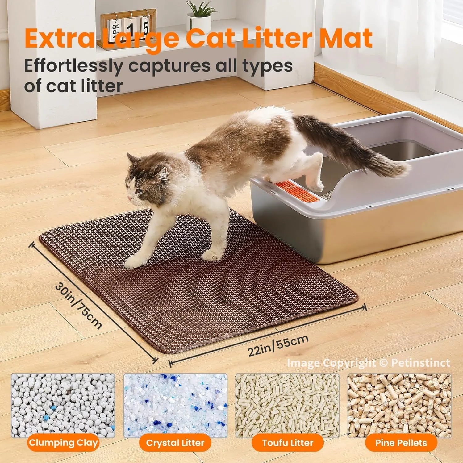 Petinstinct Tappetino Extra Grande per Lettiera Gatto, Design Nido d'Ape - immagine 2
