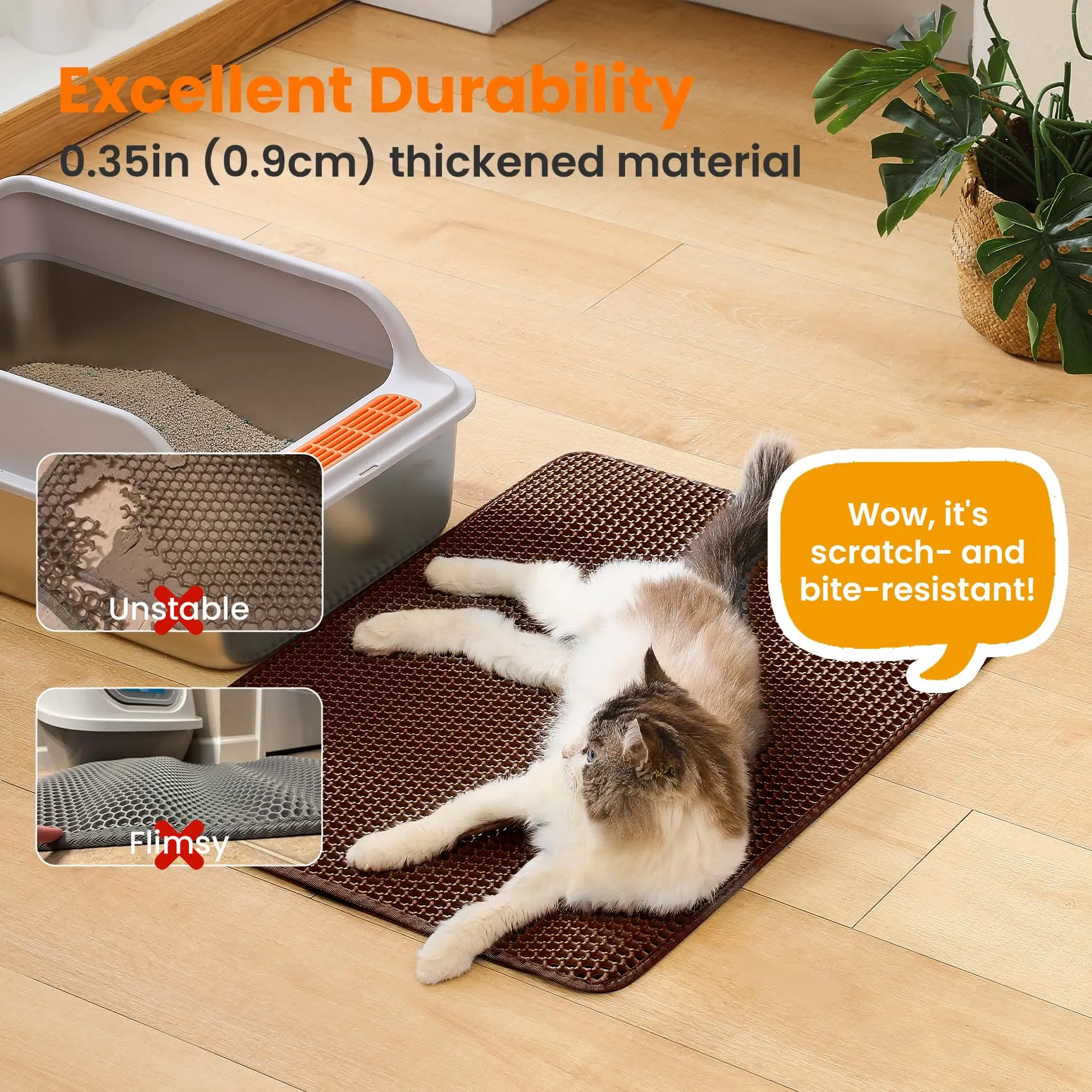 Petinstinct Tappetino Extra Grande per Lettiera Gatto, Design Nido d'Ape - immagine 6
