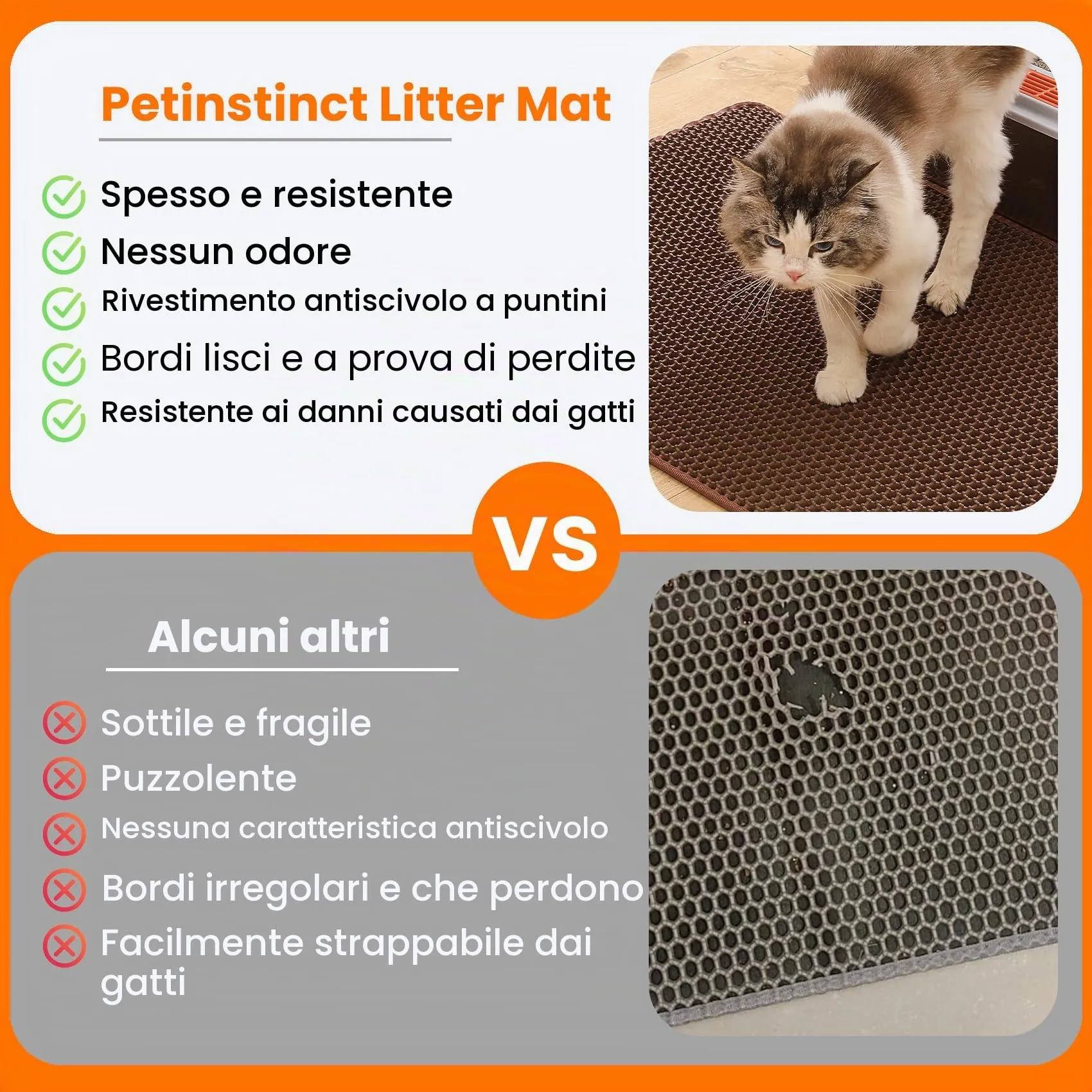 Petinstinct Tappetino per Lettiera Gatto, Design Nido d'Ape 2 Strati - immagine 3