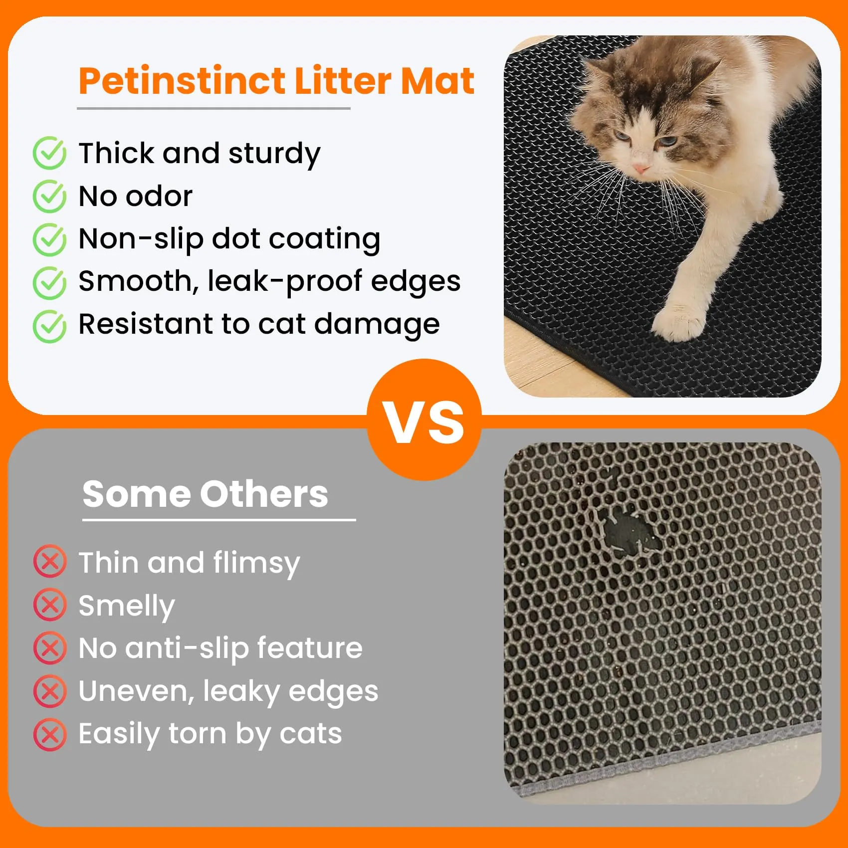 Petinstinct Tappetino per Lettiera Gatto, Design Nido d'Ape 2 Strati - immagine 3