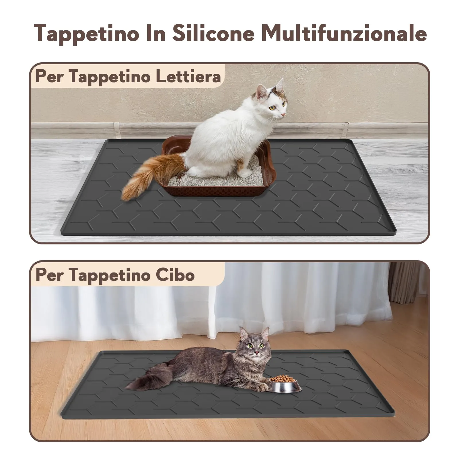 Garoopion Tappetino Lettiera Gatto Silicone, Grande 86x56cm, Nero - immagine 6