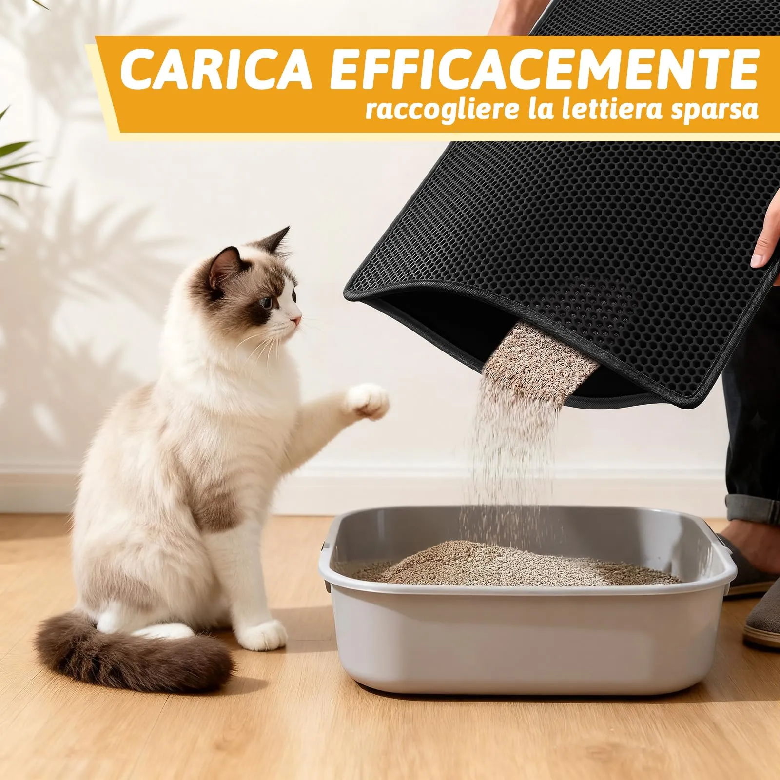 Pieviev Tappetino Lettiera Gatto XXL, Tappeto Antisabbia, Nero 89x61cm - immagine 4