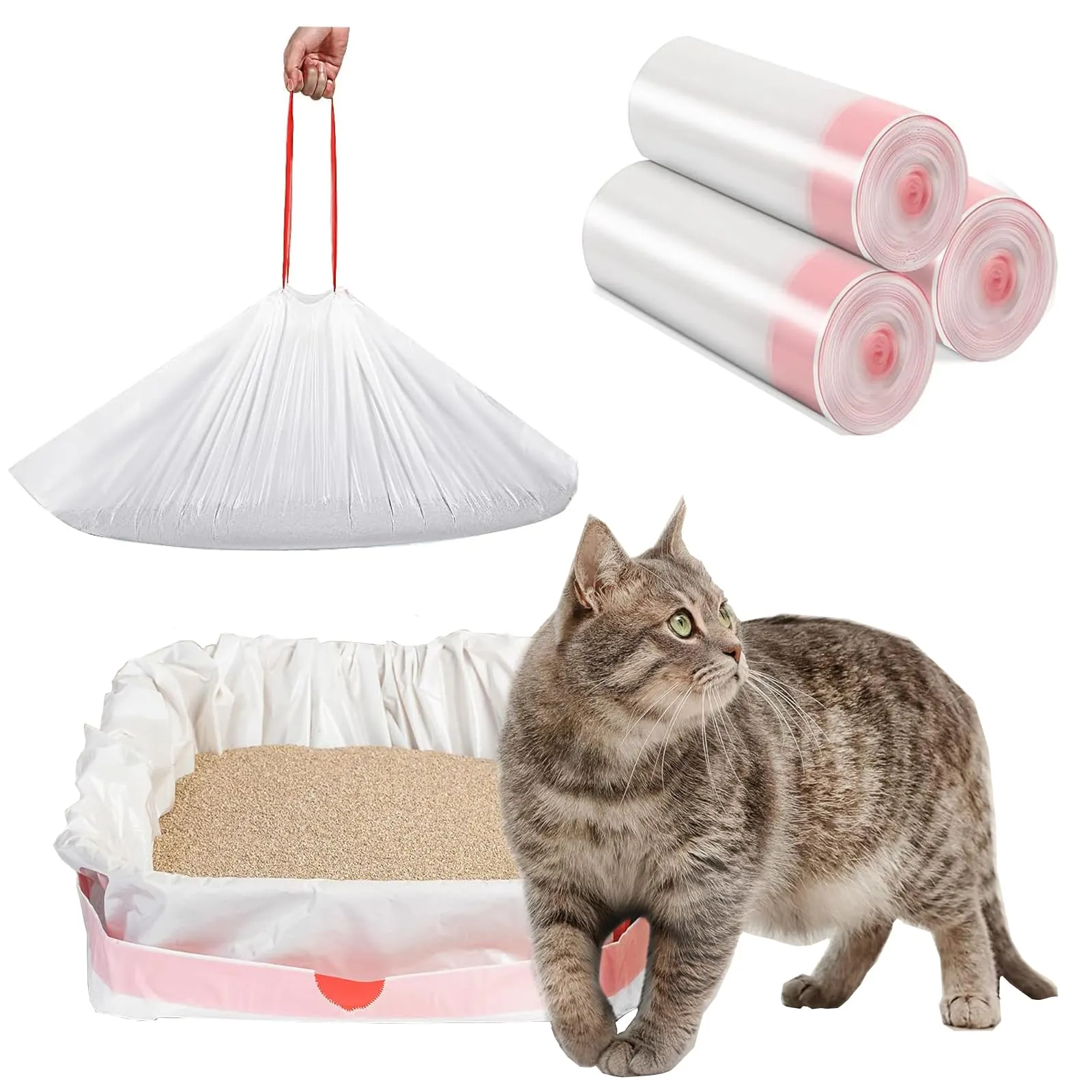30 Sacchetti per Lettiera Gatto,Sacchi lettiere,Sacchetto gatti-XL 115x45cm - immagine 1