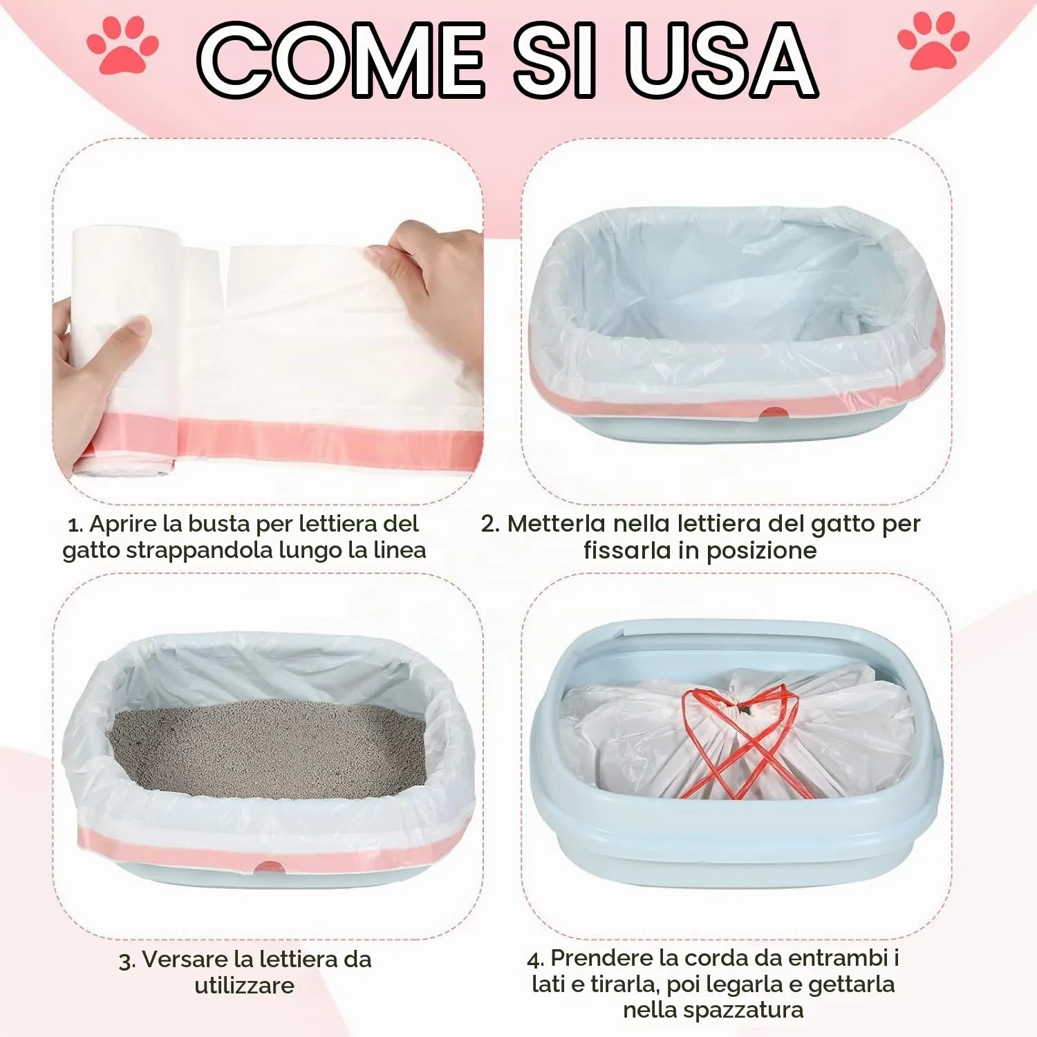 30 Sacchetti per Lettiera Gatto,Sacchi lettiere,Sacchetto gatti-XL 115x45cm - immagine 3