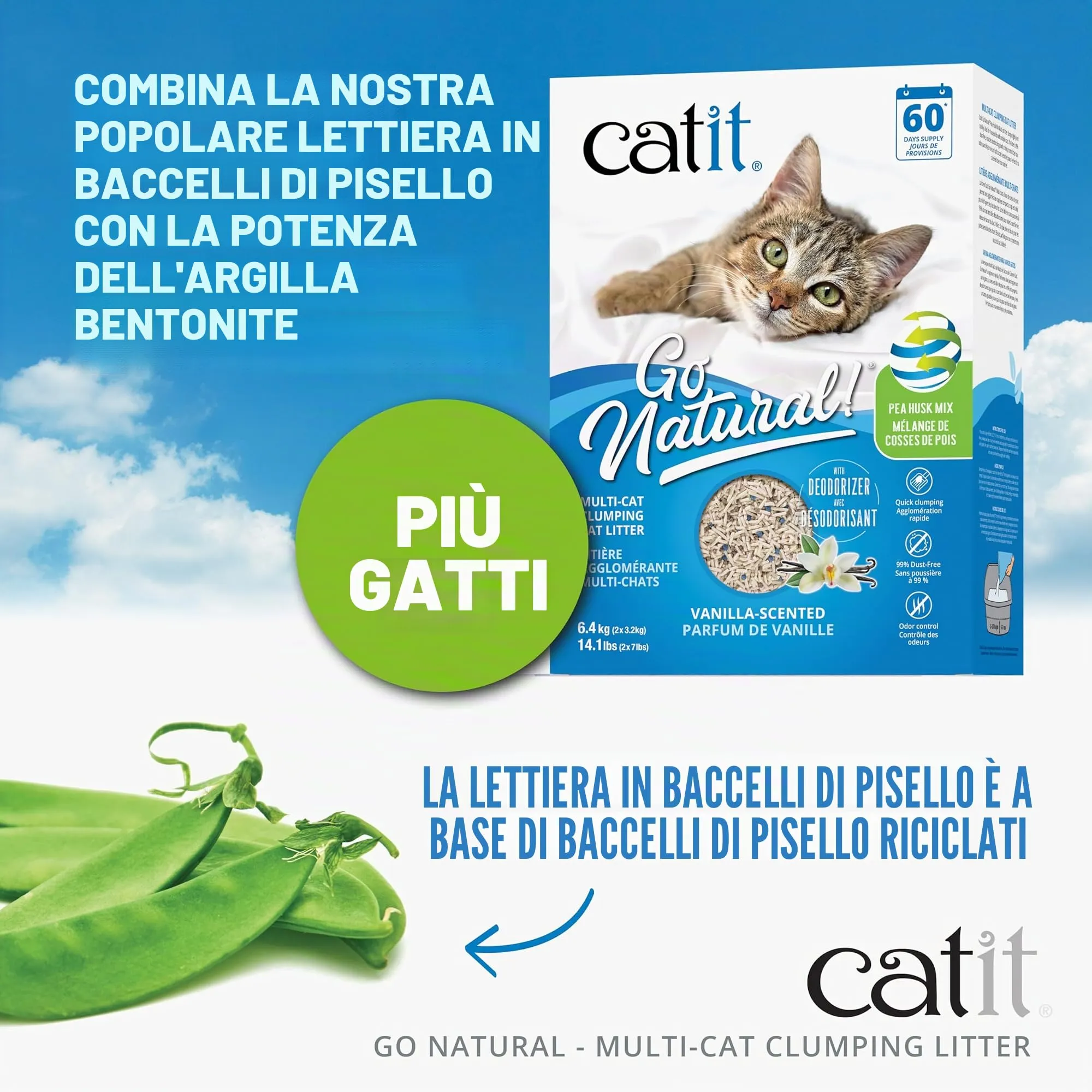 Sabbia agglomerante Mix per molti gatti Catit Go Natural - immagine 2
