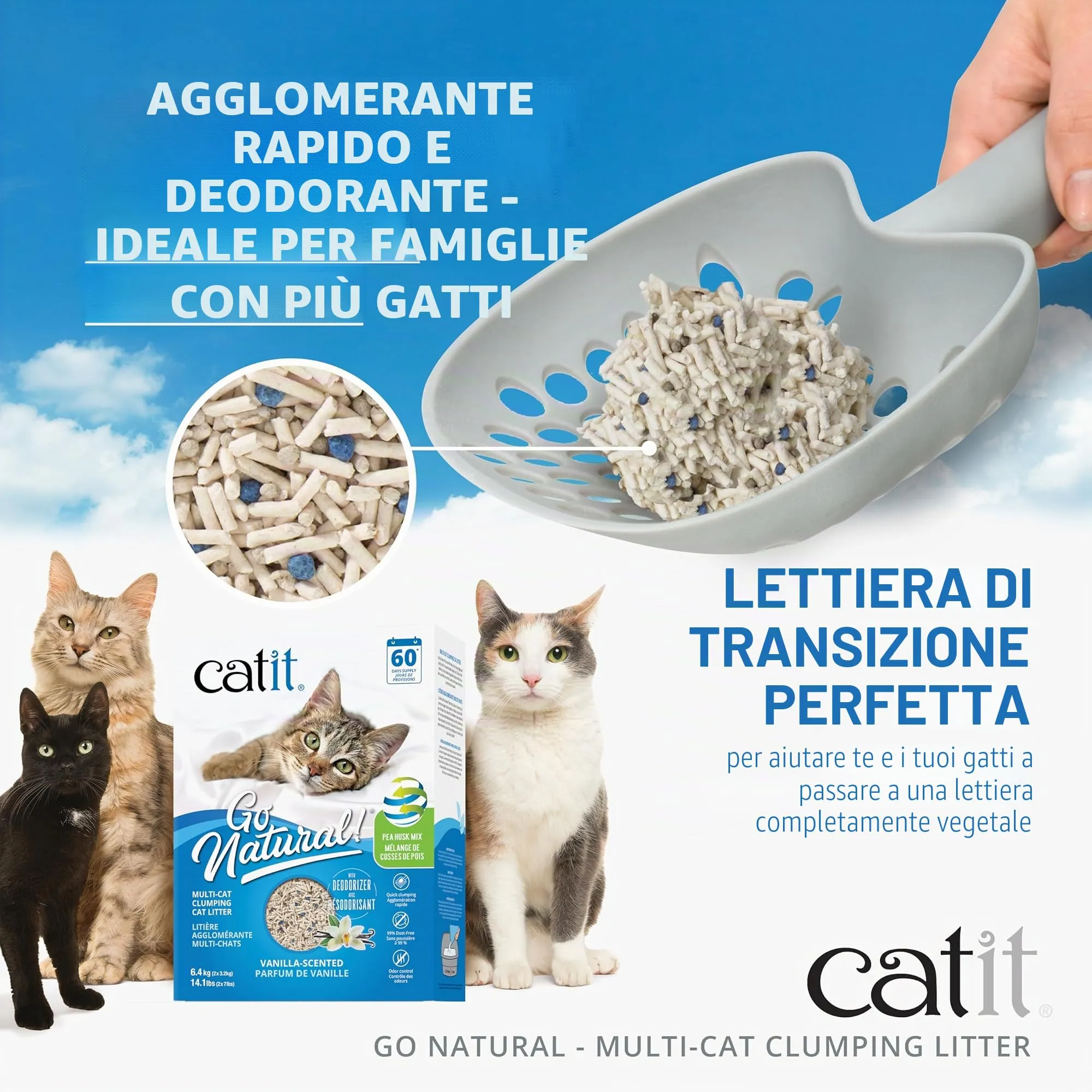 Sabbia agglomerante Mix per molti gatti Catit Go Natural - immagine 3
