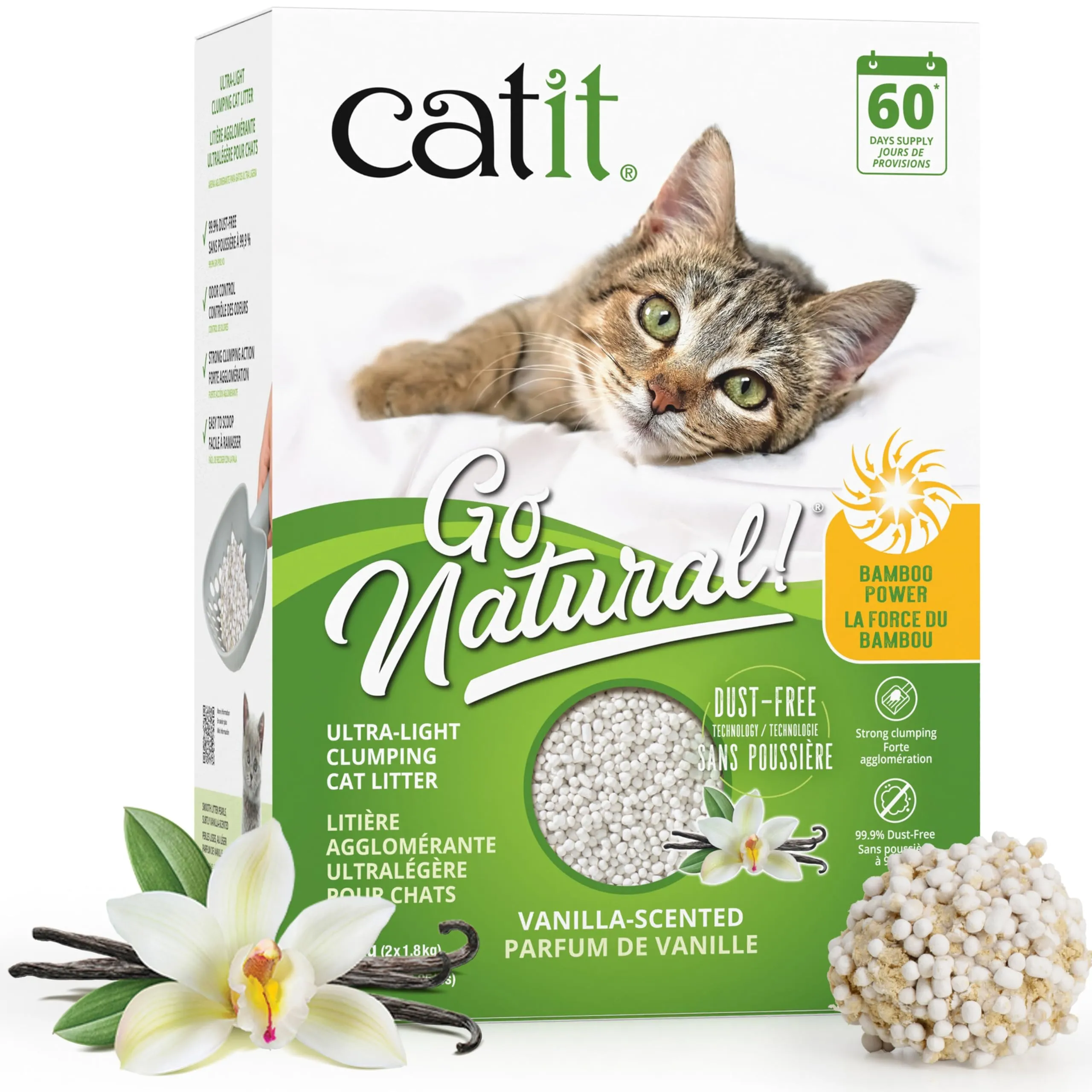 Sabbia agglomerante ultra leggera in bambù per gatti Catit Go Natural, 3,6 kg - immagine 1